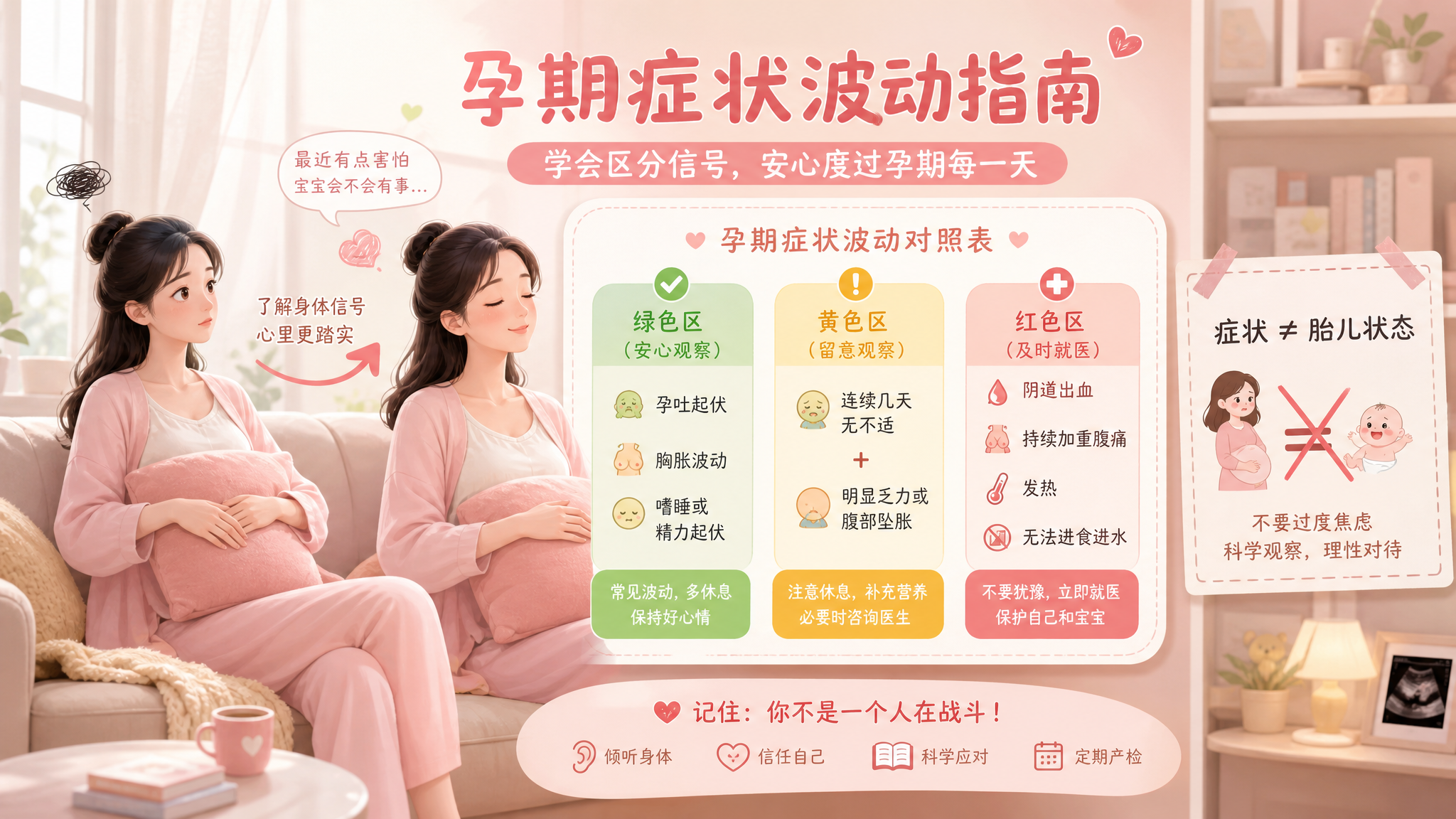 孕吐突然不吐了别急：一张绿黄红对照表