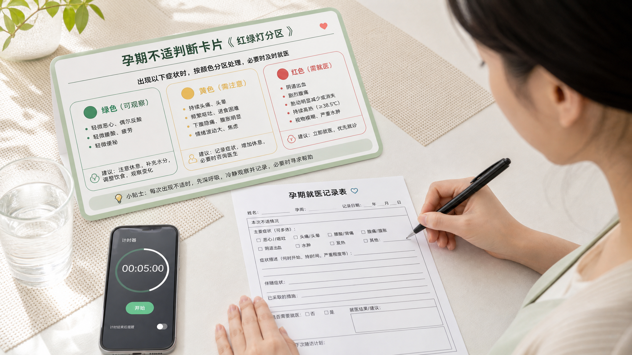 孕期不舒服别硬扛：3个信号判断要不要就医（附记录表）