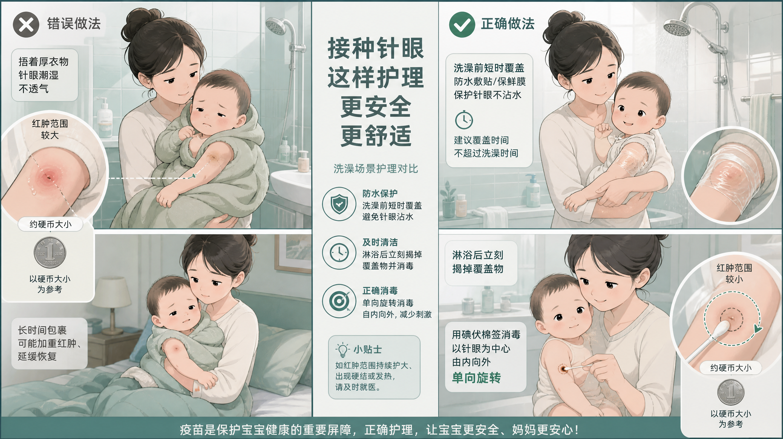 夏天打完疫苗针眼发红？照这套洗澡消毒SOP做