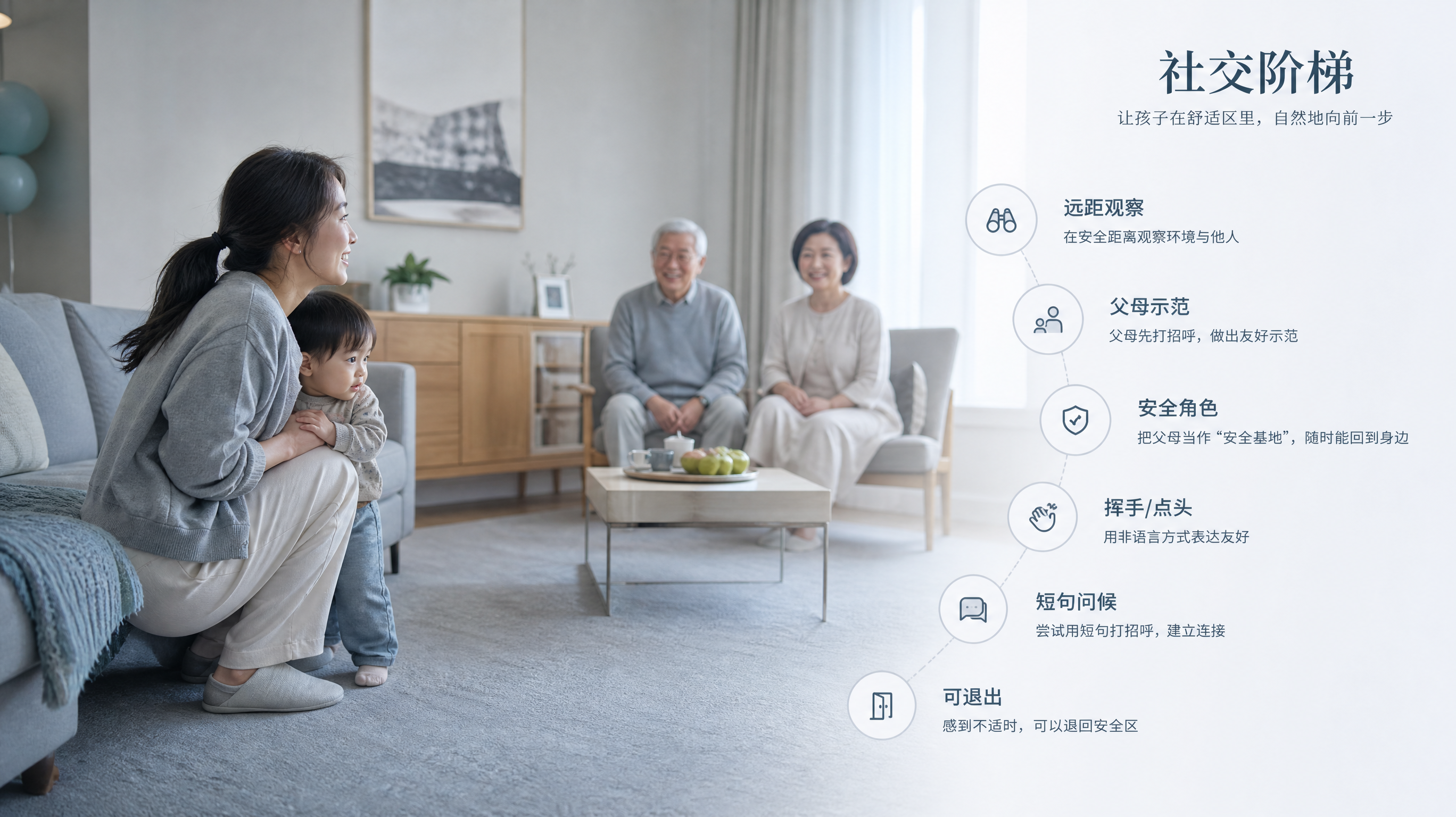 孩子见人就躲别硬拽：2-3岁低压破冰动线
