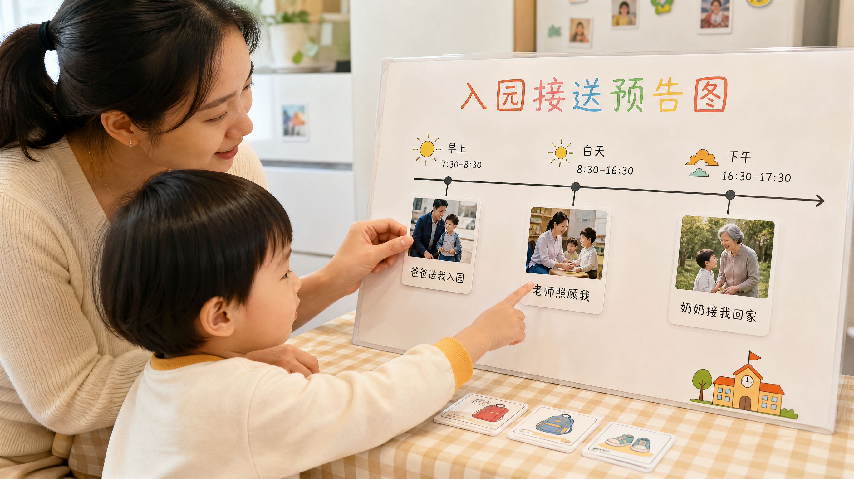 接送人一变娃就崩溃？一张交接预告图稳住开学适应期