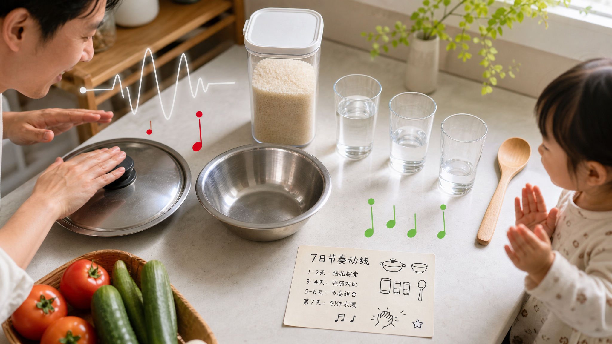 不用买奥尔夫乐器：厨房7天练出孩子节奏感