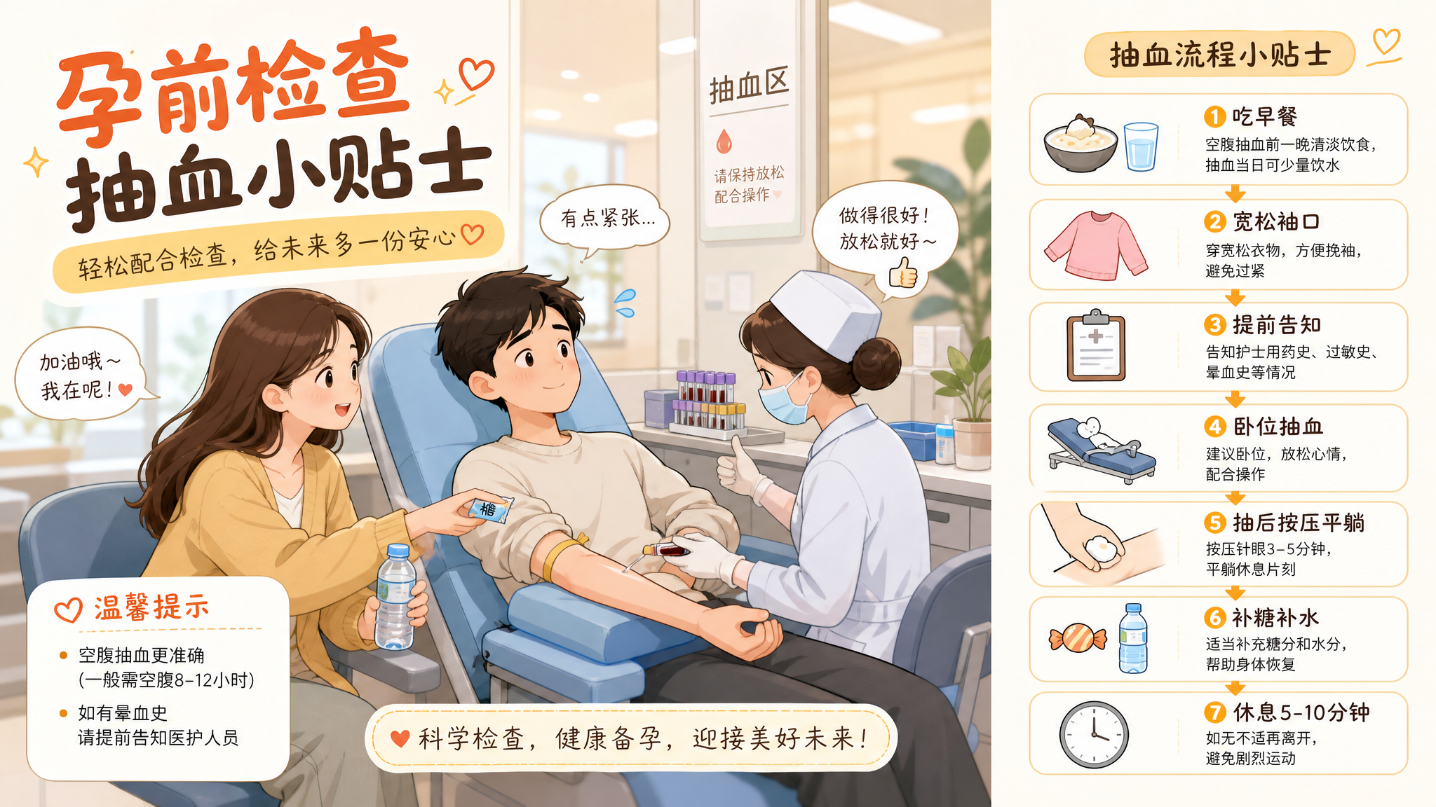 晕针晕血也能做完孕前抽血：夫妻同检不翻车流程