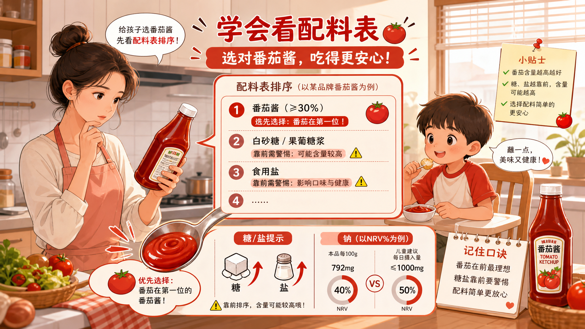 开学晚餐离不开番茄酱？配料表这两项靠前要警惕