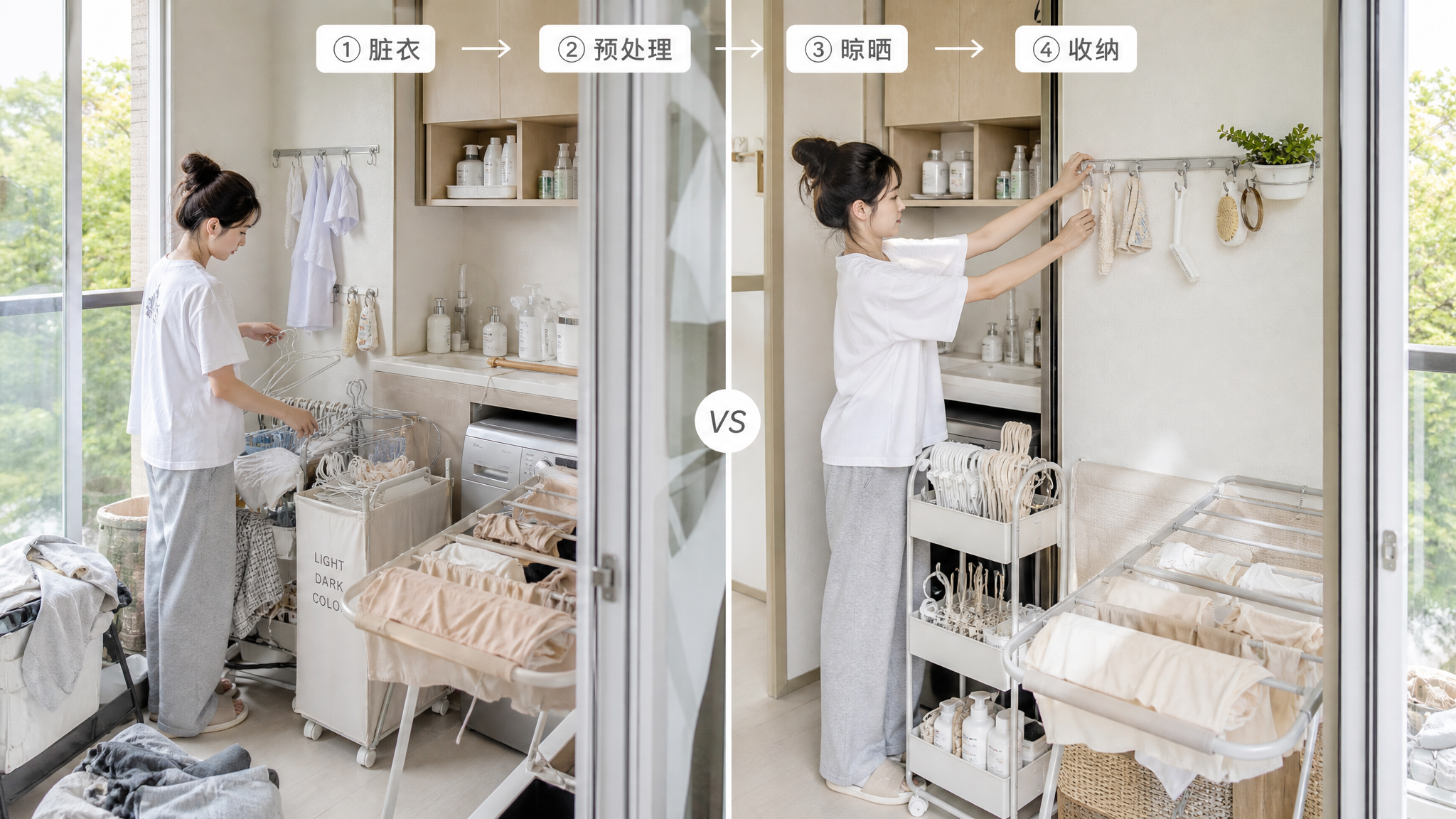 高湿季衣服干不透？用一条动线做个快干洗护角