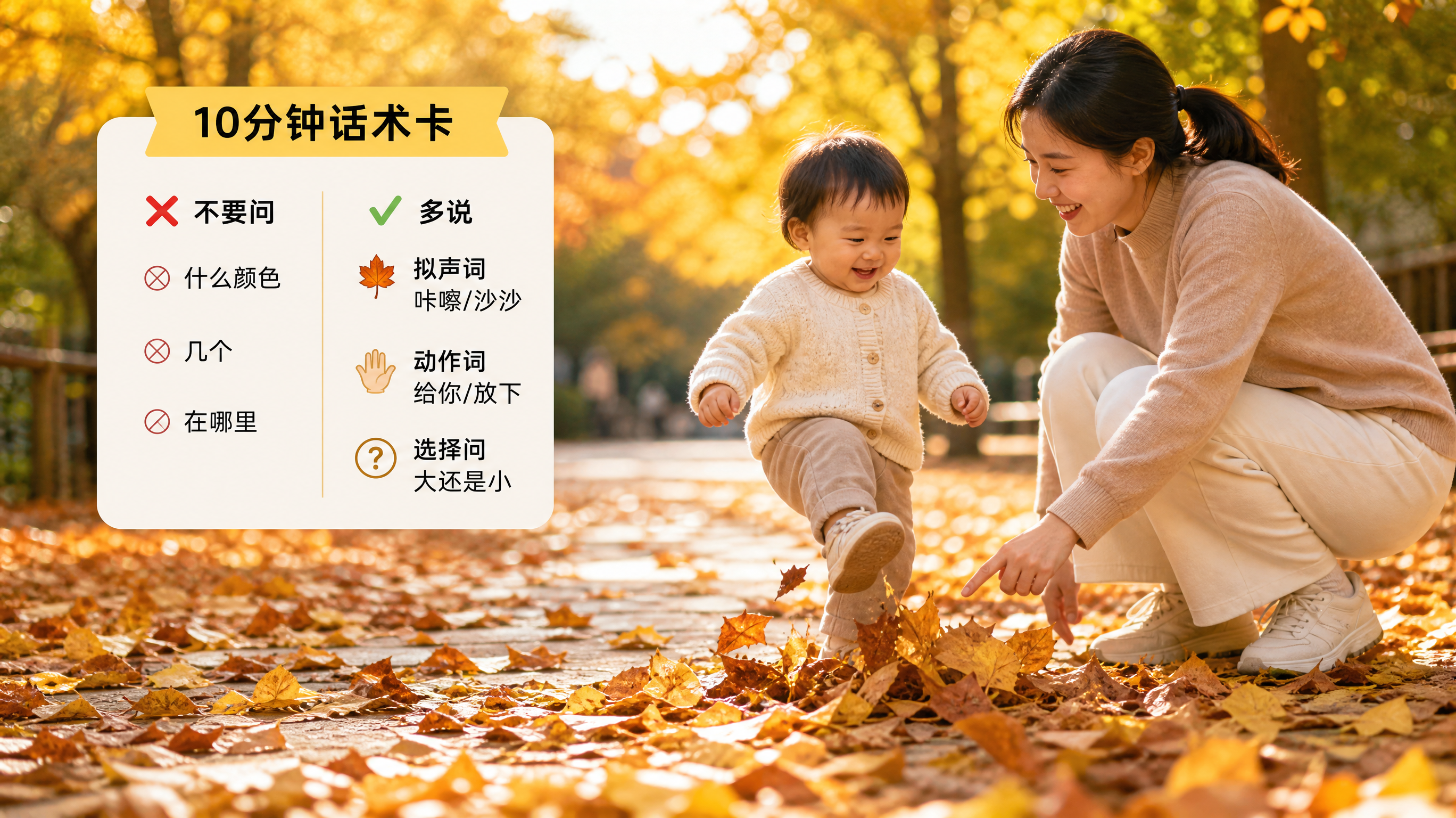 秋天散步别再连环考：1-2岁开口的10分钟话术