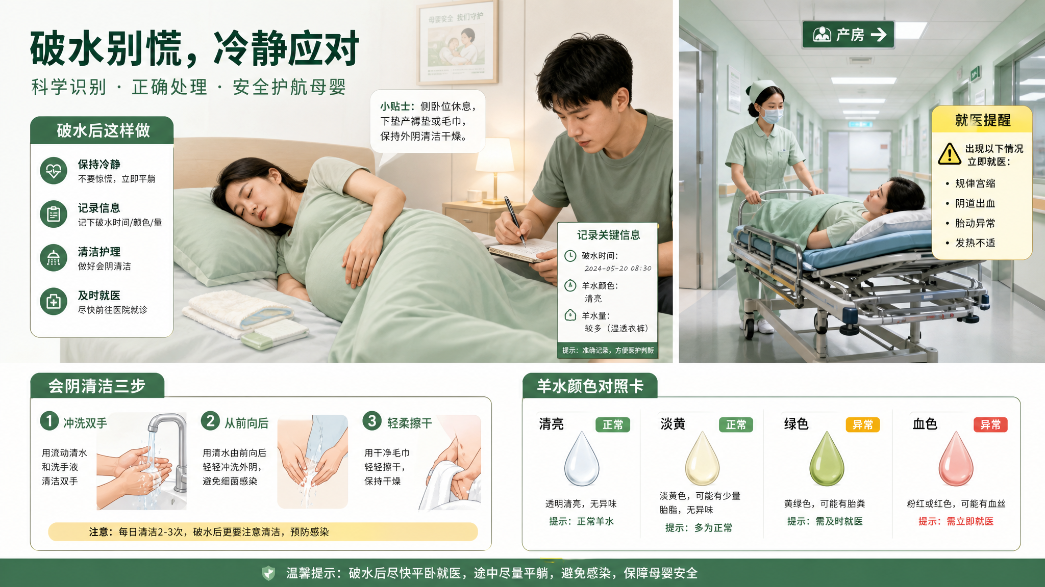 深秋半夜破水别硬扛：清洁三步和转运要点