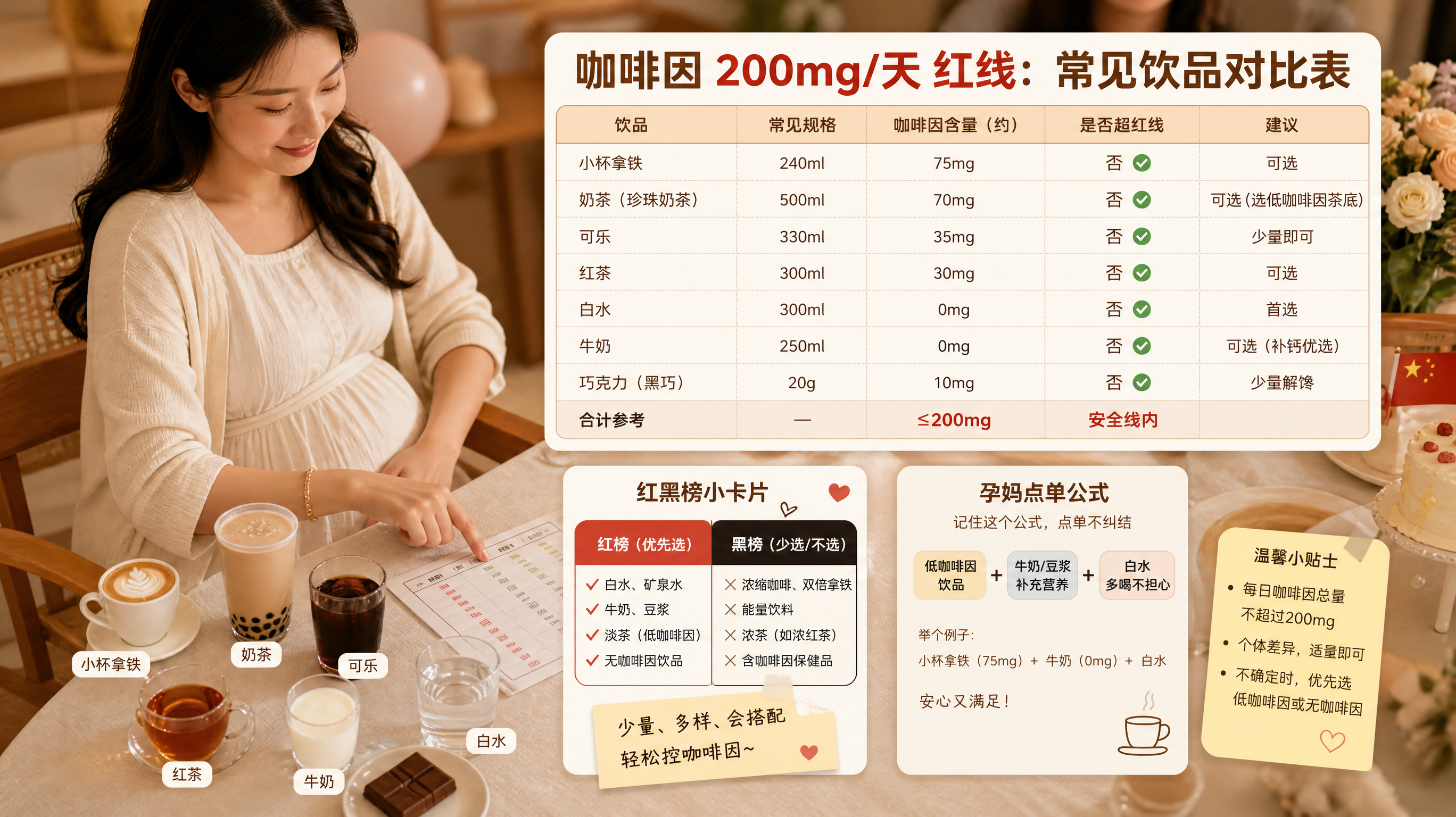 孕期咖啡因别靠猜：200mg红线这样算
