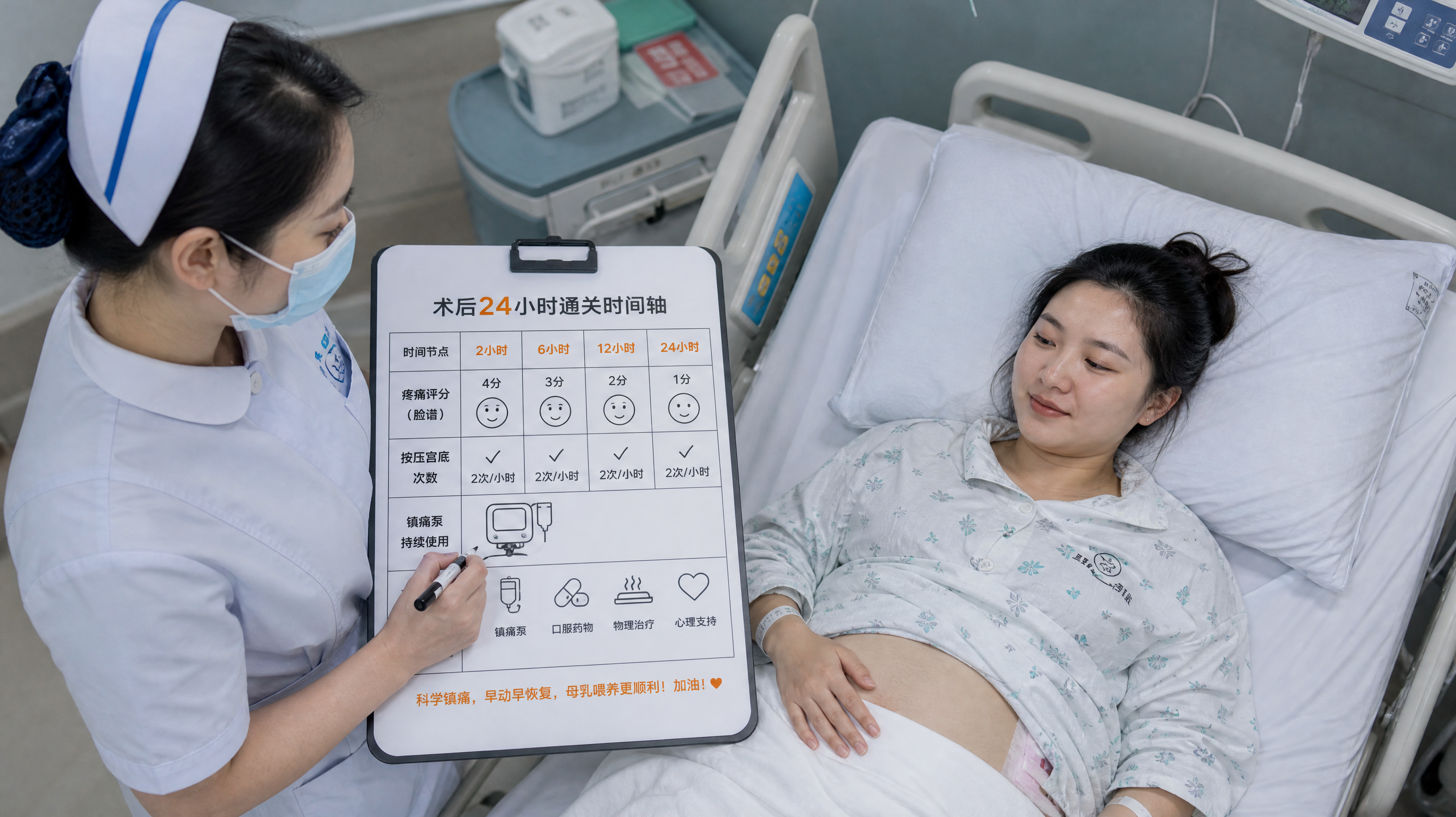 剖宫产后最怕的两件事：按宫底和镇痛泵，24小时通关表给你