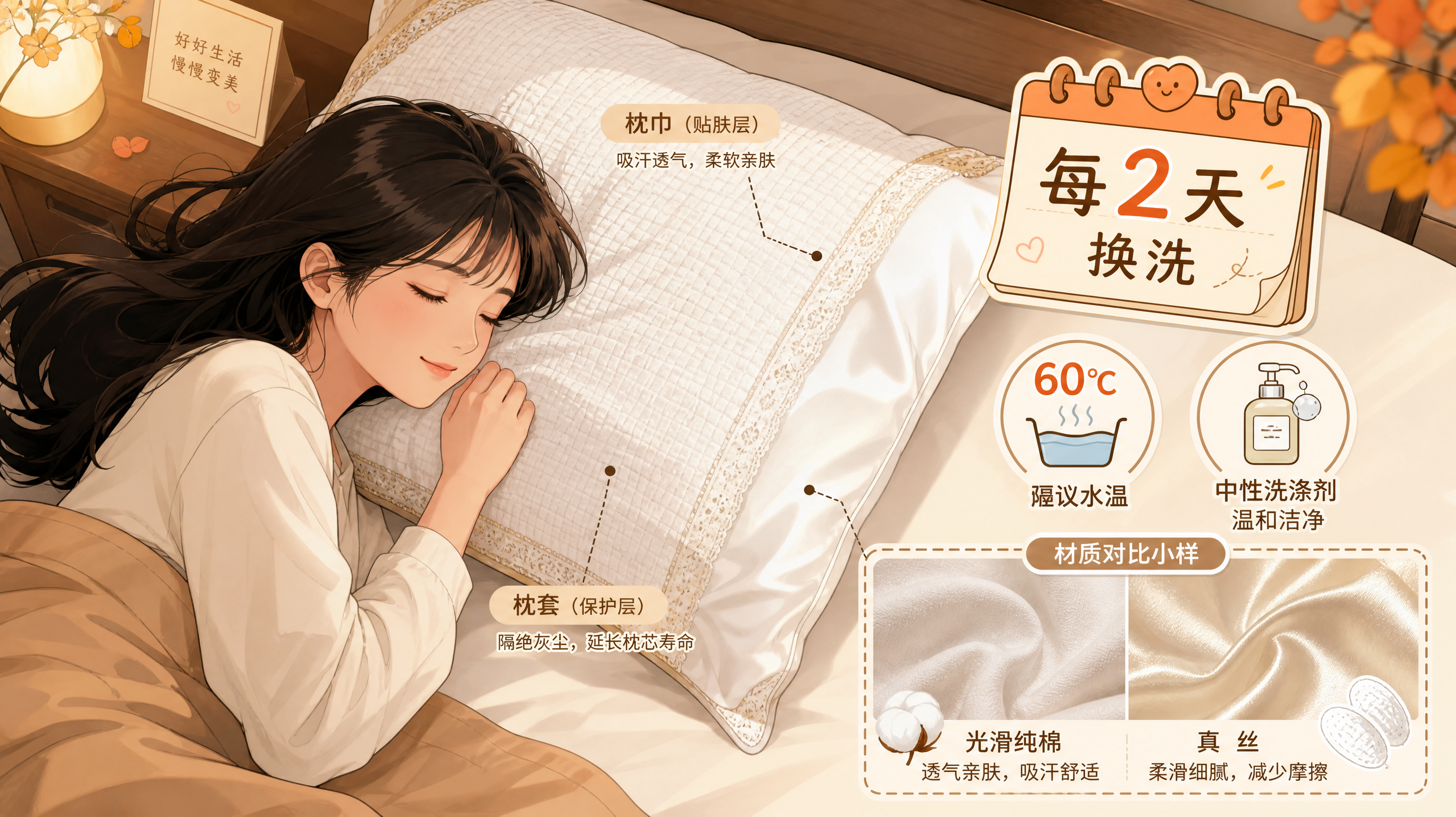 侧睡总长小颗粒？先查你的枕巾换洗频率
