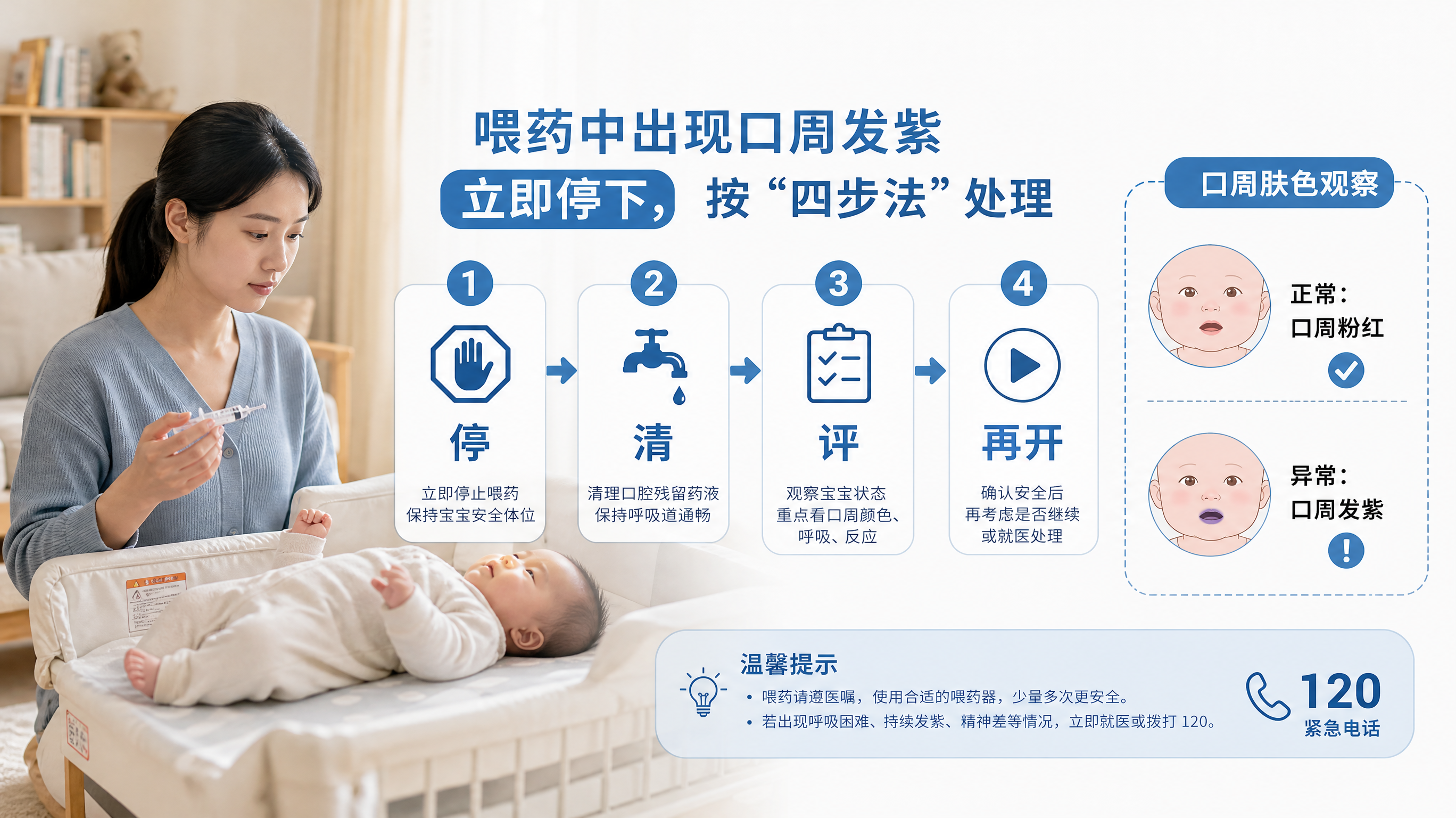 新生儿喂药呛咳别慌：记住停清评再开
