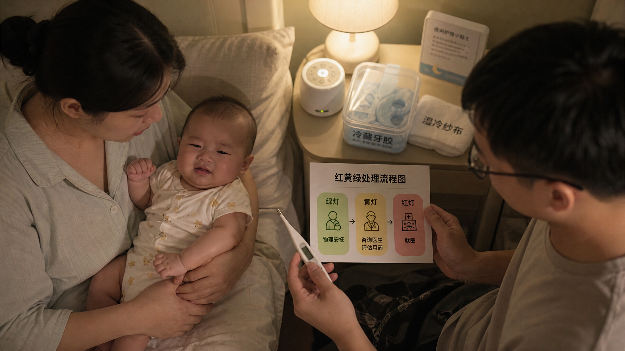 出牙夜哭别急着喂药：红黄绿三档处理法