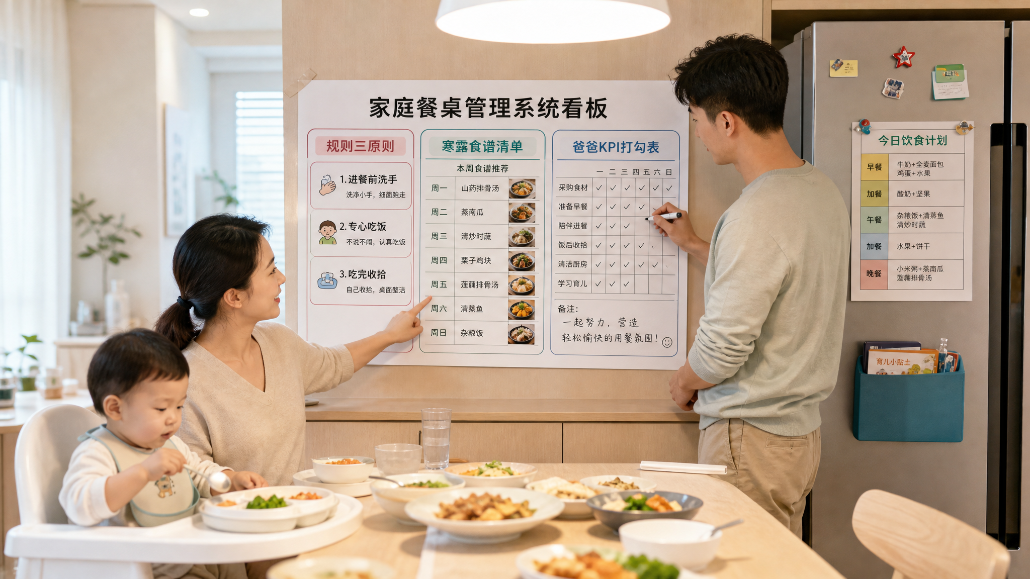 孩子吃饭闹翻天？先把爸爸拉进餐桌规则