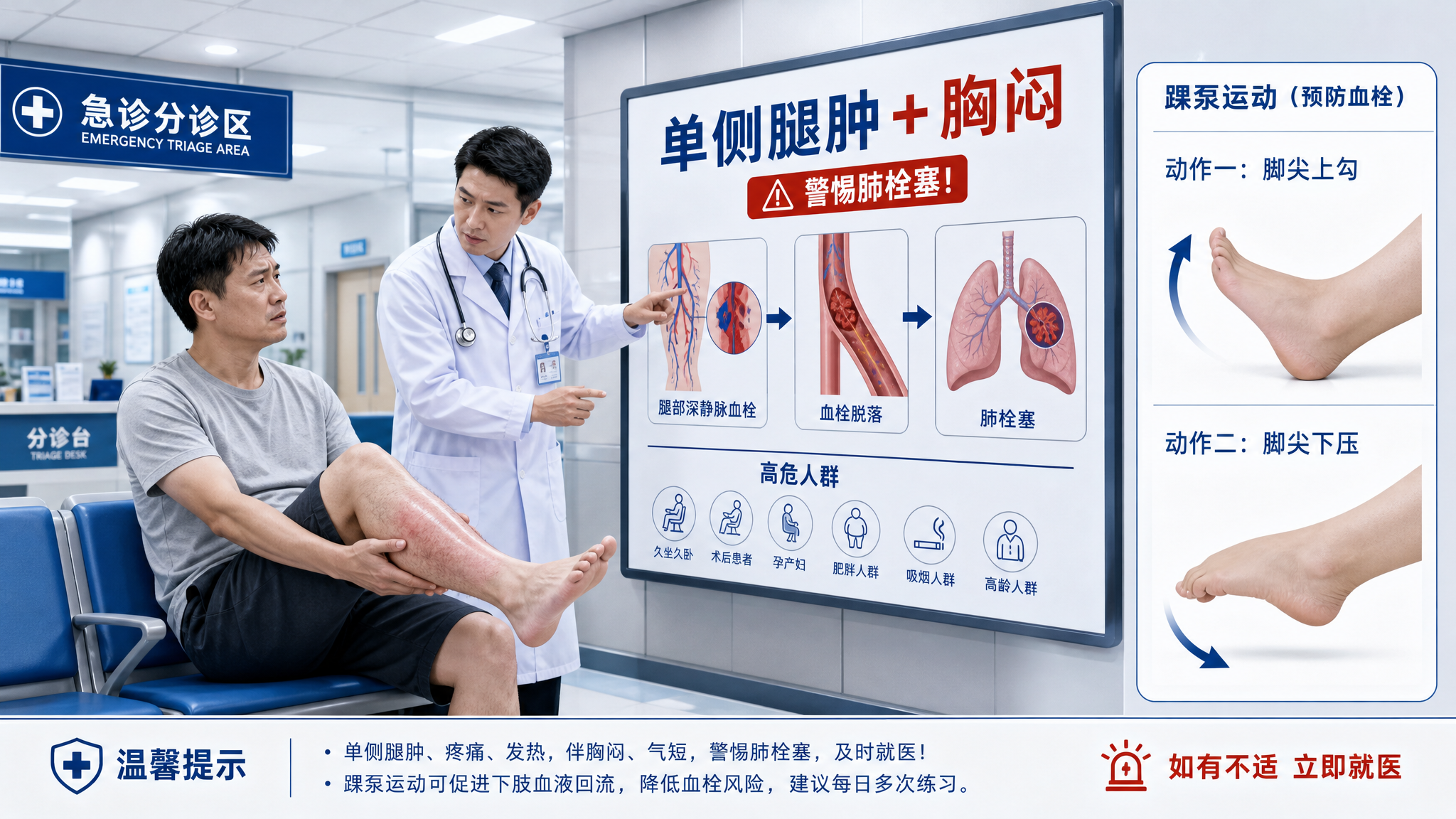 久坐后单侧小腿肿痛？别揉，警惕血栓和肺栓塞
