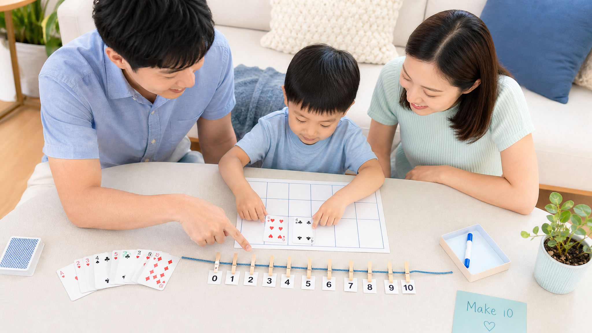 一副扑克牌，3周把数感玩出来：凑十、奇偶、找规律