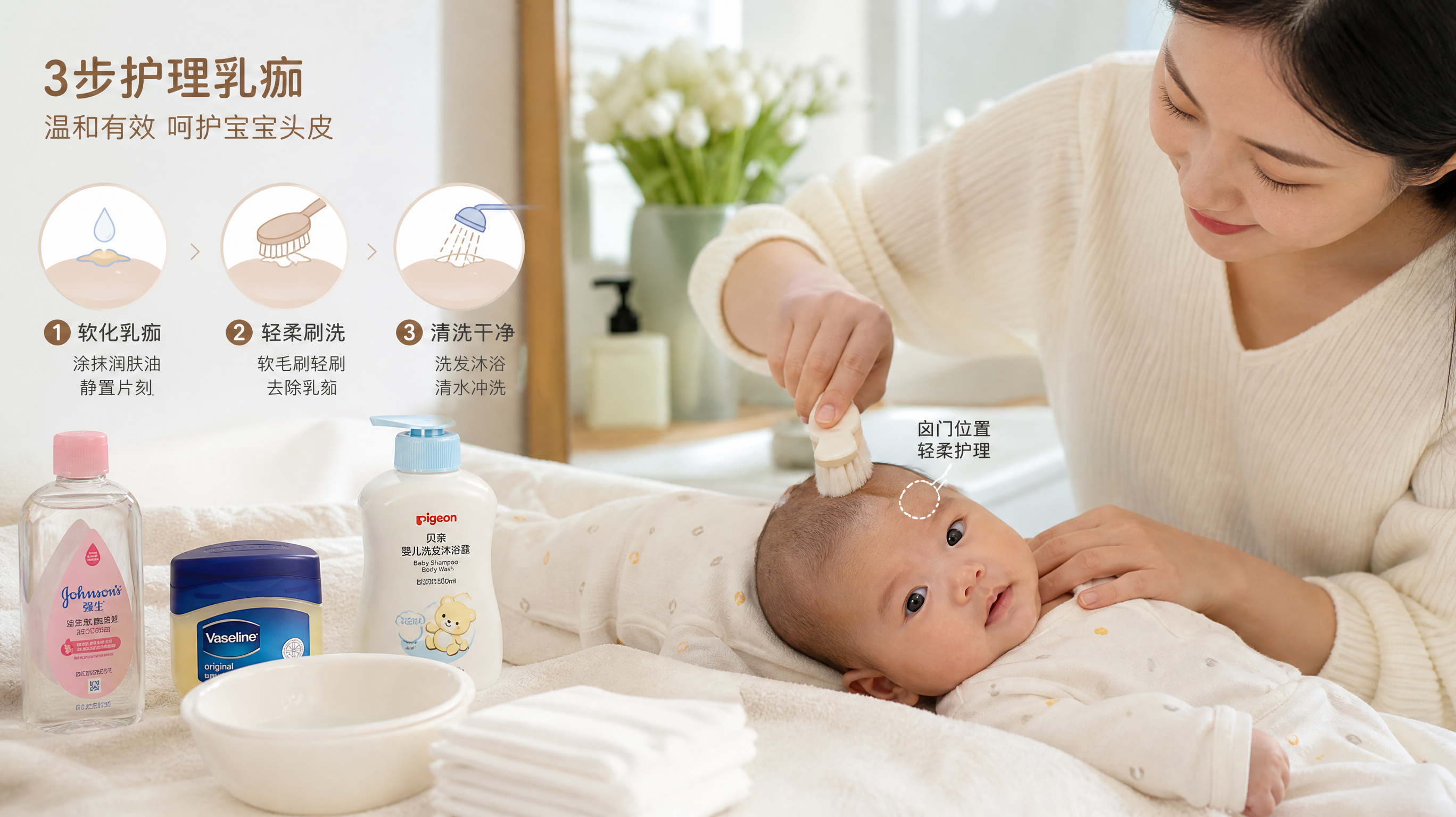 宝宝乳痂太厚洗不掉？囟门能洗，但别用这3种方式