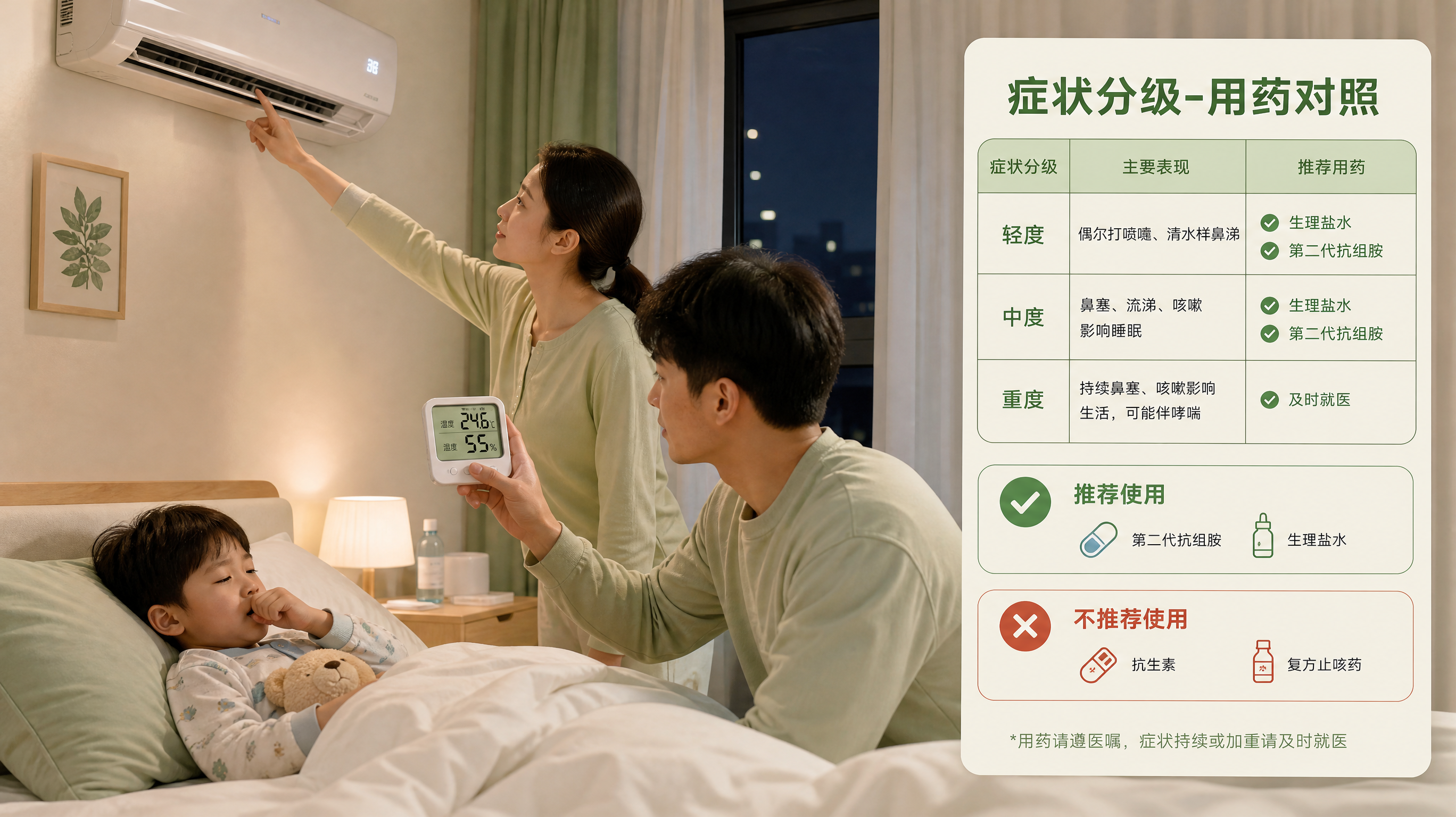 空调季娃干咳鼻塞：先做4个环境动作，再谈用药