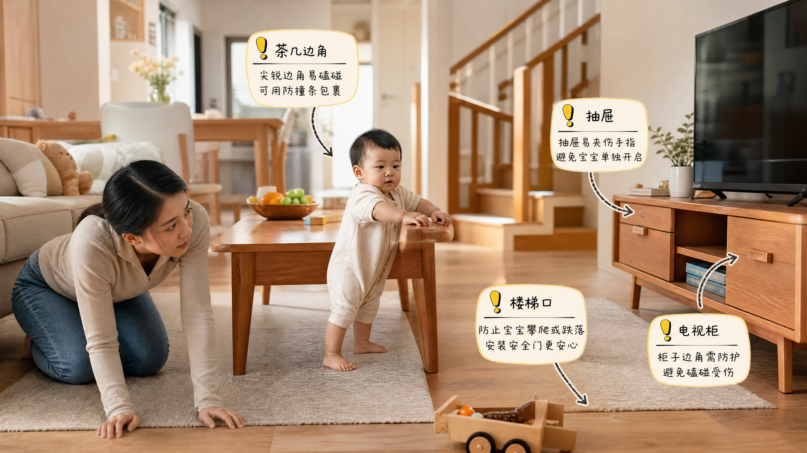 7-12个月宝宝扶站期 家里这5处最易跌落