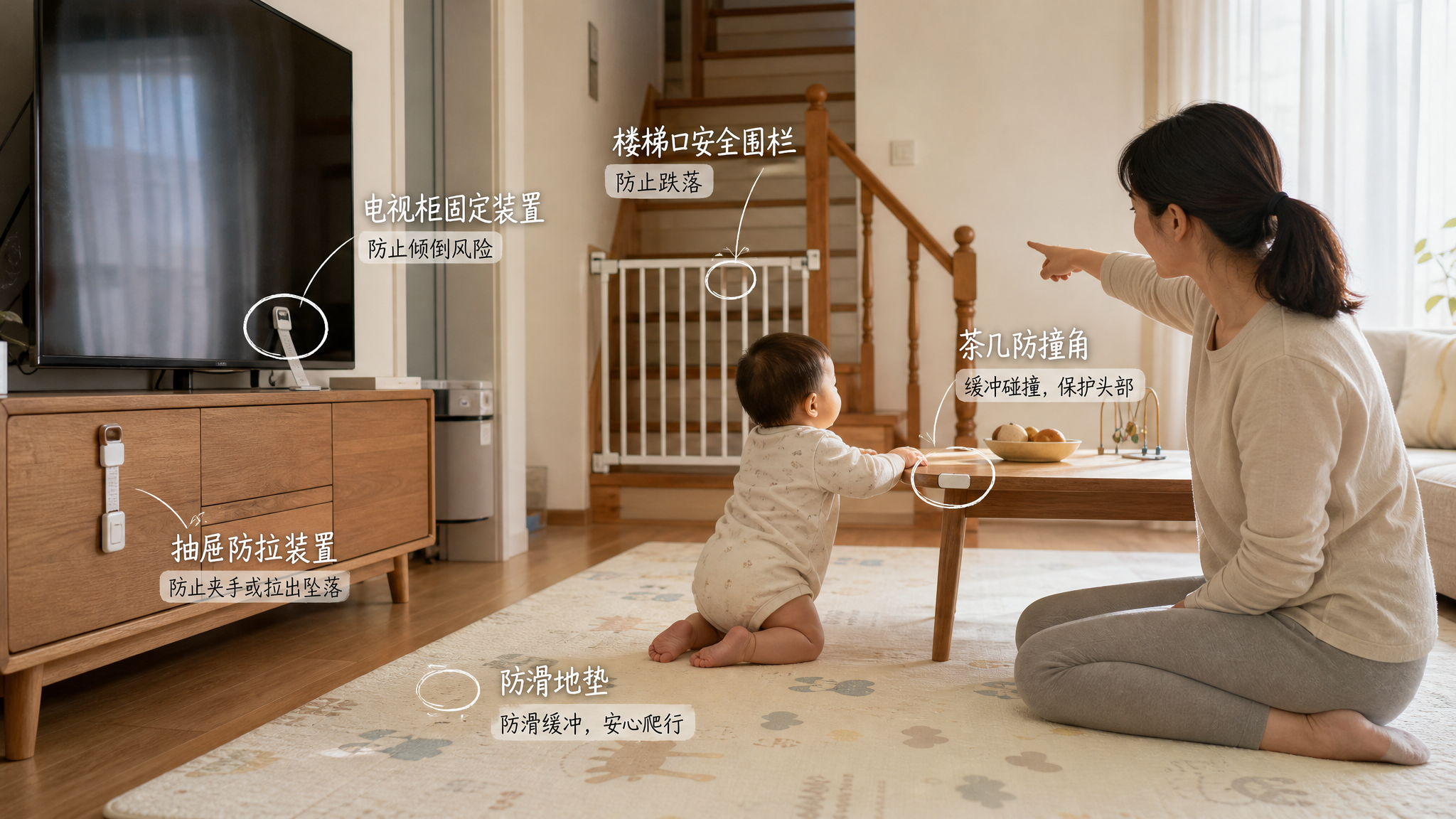 7-12个月扶站爬行爆发期：家里4处最容易摔的点怎么改