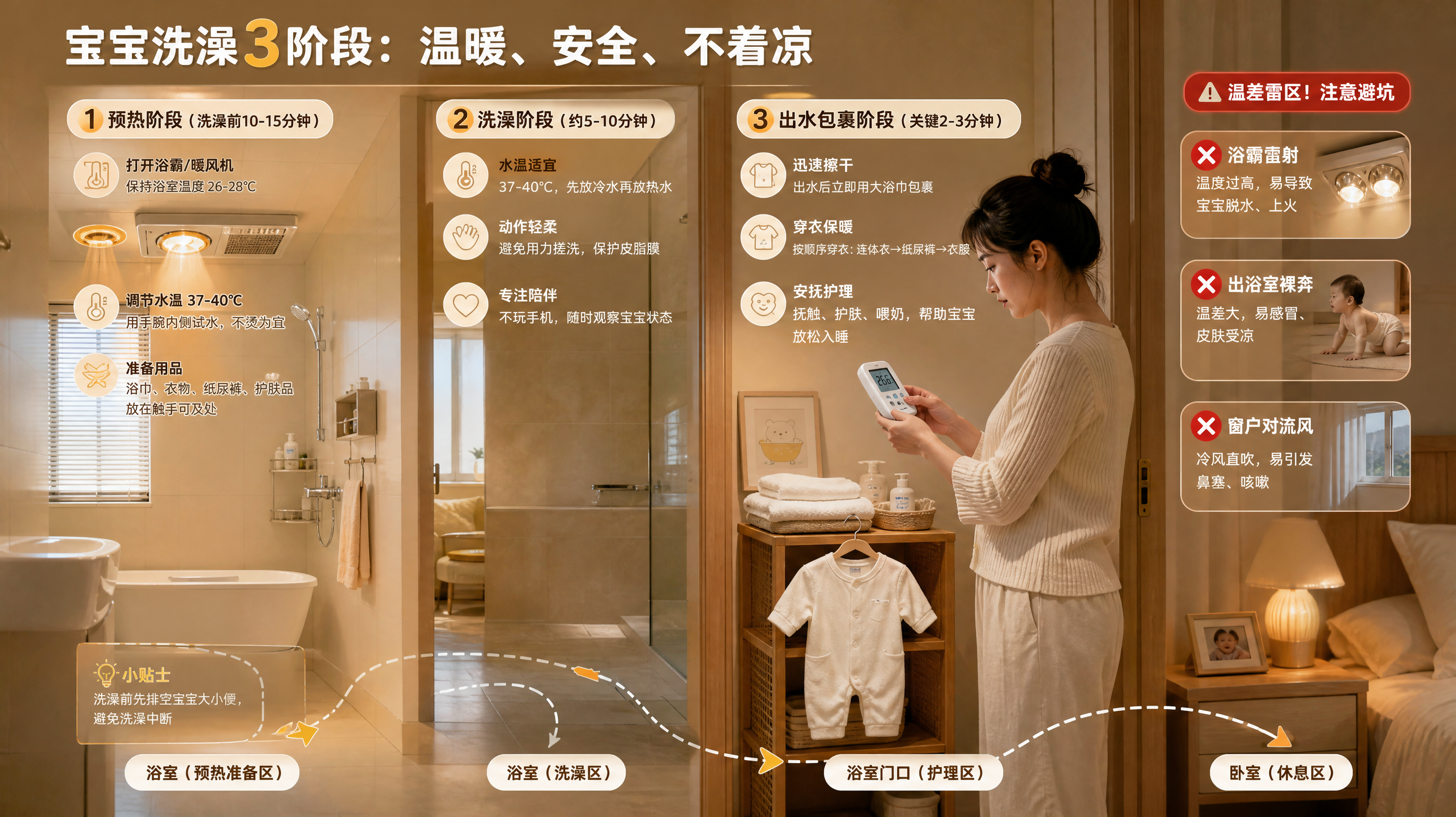 寒露后给0-1岁洗澡别硬扛 这套保暖SOP防温差