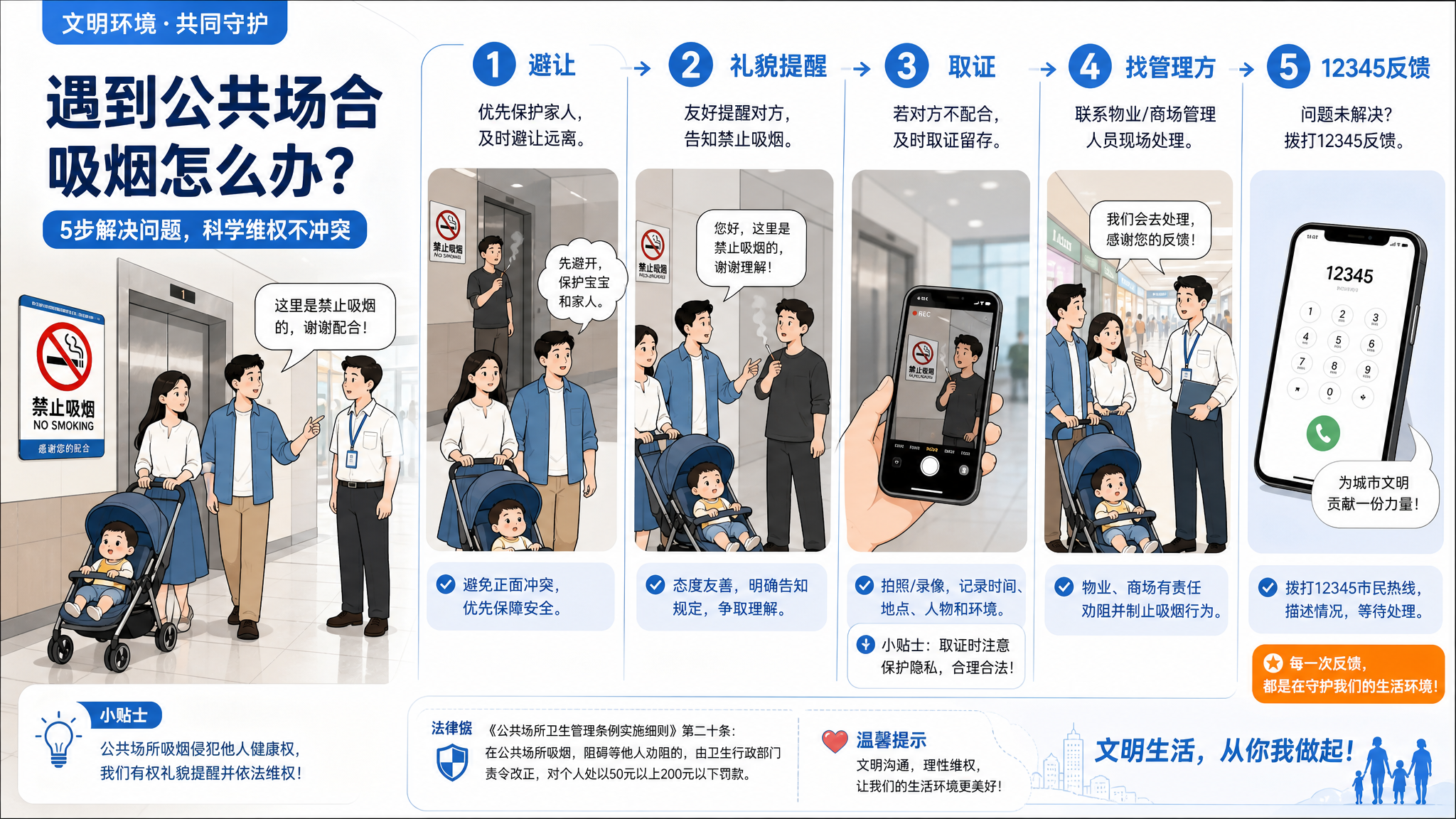 电梯里有人点烟？带娃孕妈这样避烟+取证+投诉