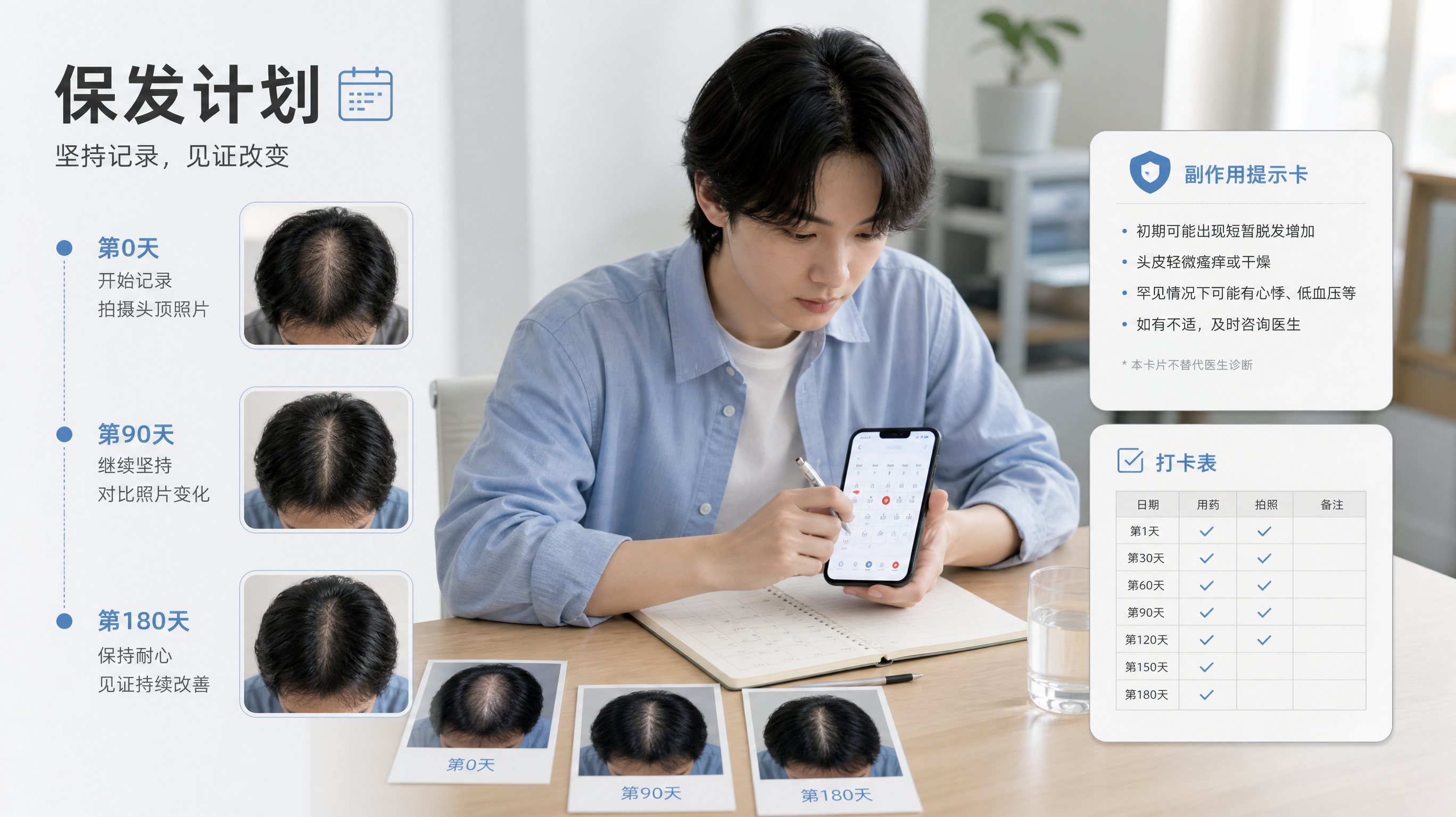 竖版构图，干净简洁的信息图风格画面；场景为明亮室内桌面，出现一位中国年轻上班族（性别中性呈现）坐在桌