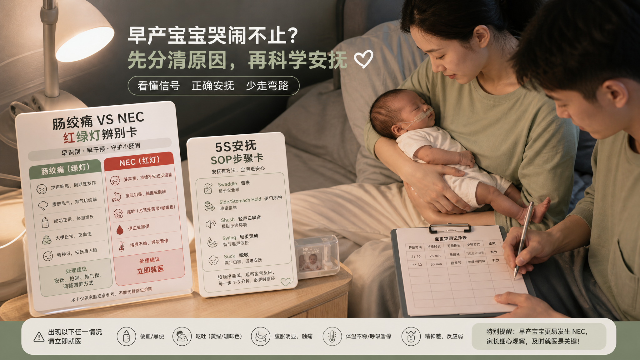 早产儿深夜爆哭别先加奶 5S安抚和NEC红线