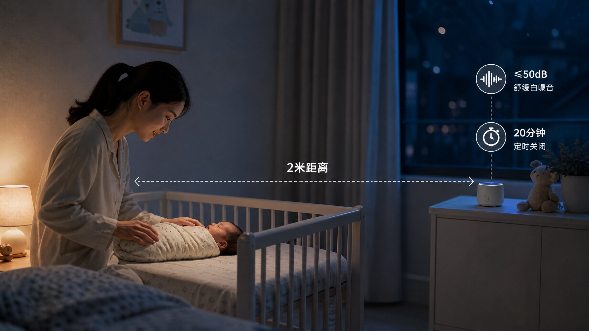新生儿白噪音别放床头：50分贝、2米、20分钟才安全