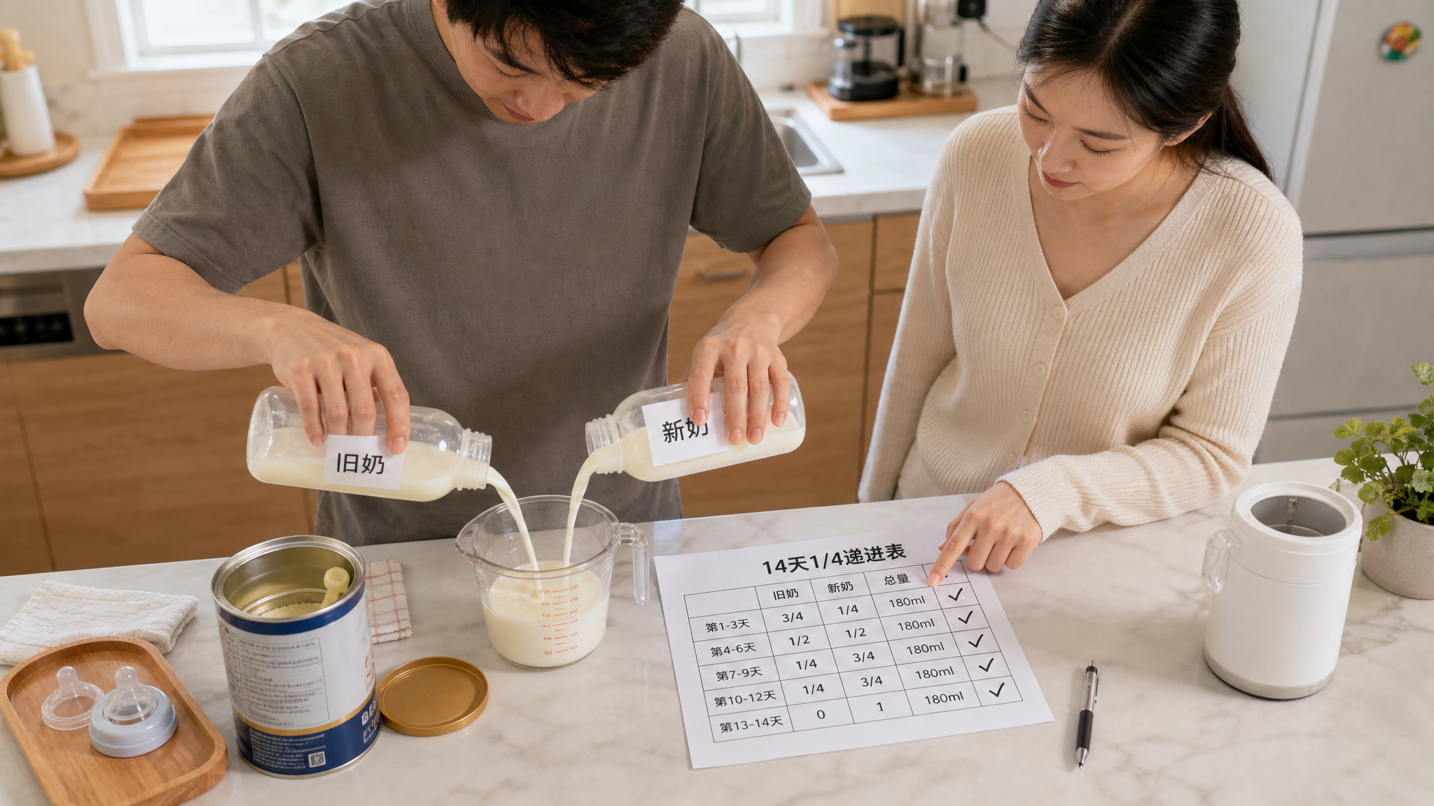 转奶别凭感觉：14天1/4递进表和腹泻红黄绿灯