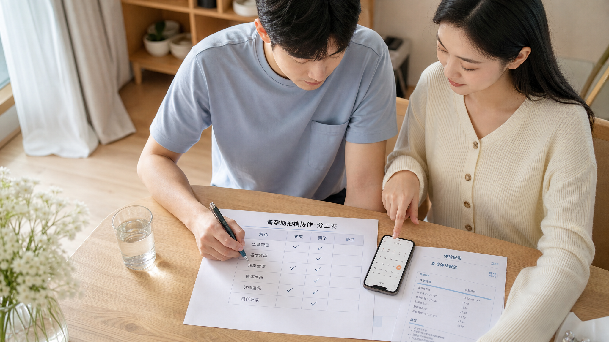 夫妻同检不靠催：3个固定动作让他自然参与