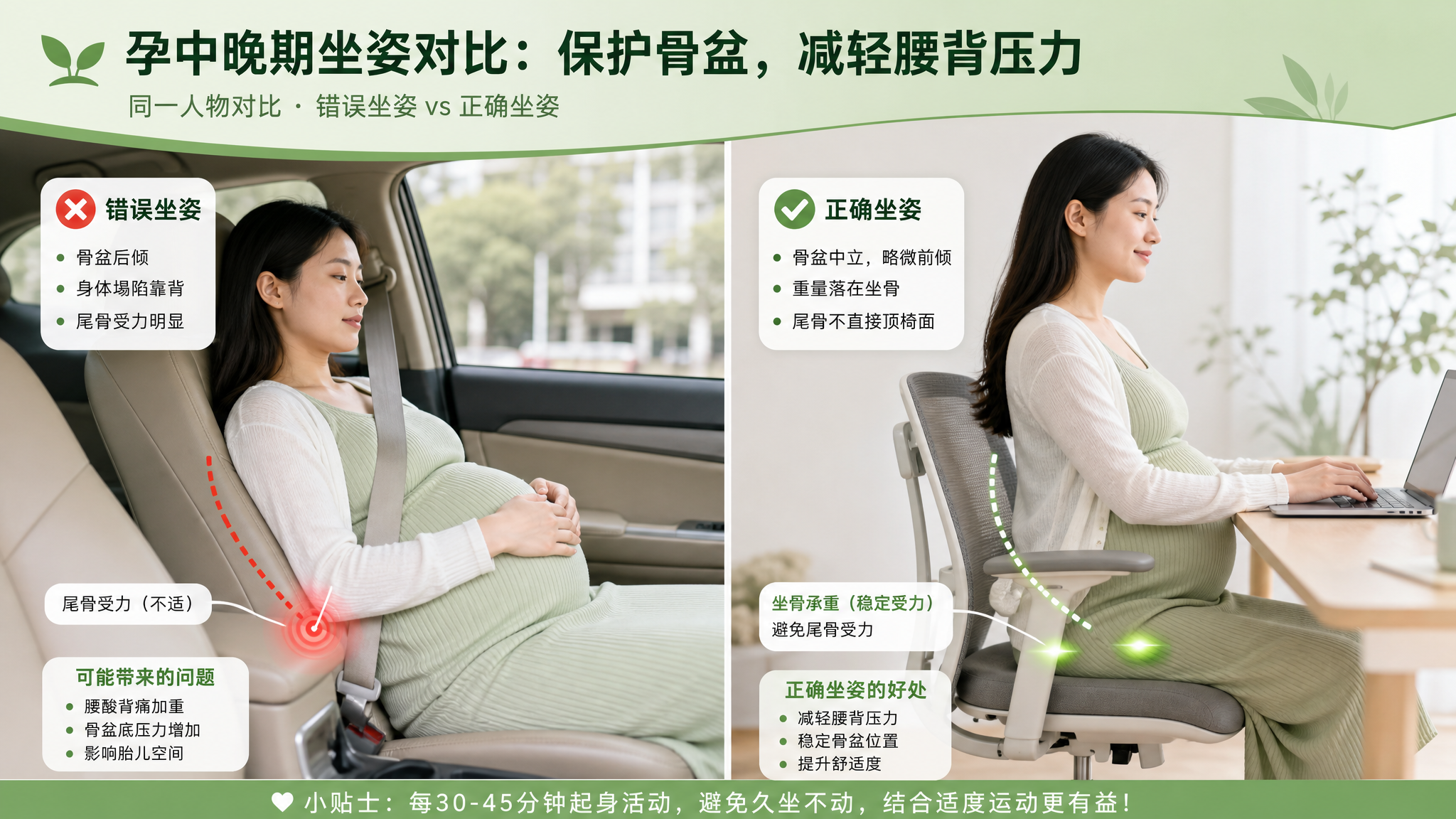 返程久坐尾骨刺痛？孕中晚期这样坐更不顶痛