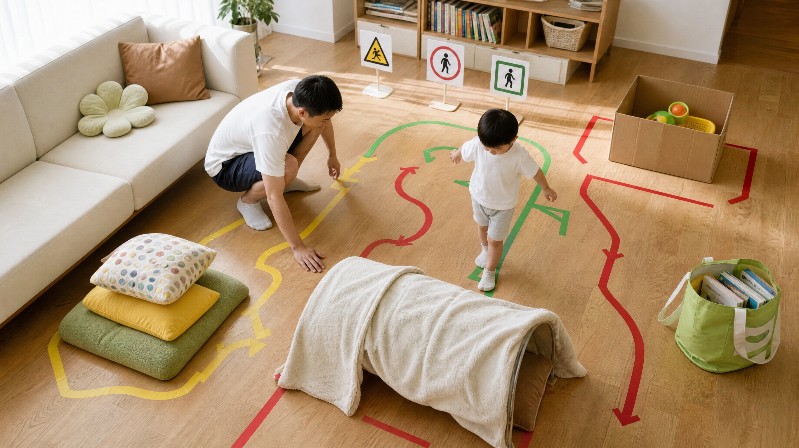 孩子在家跑跳停不下？用客厅8分钟障碍赛“放电又稳住”