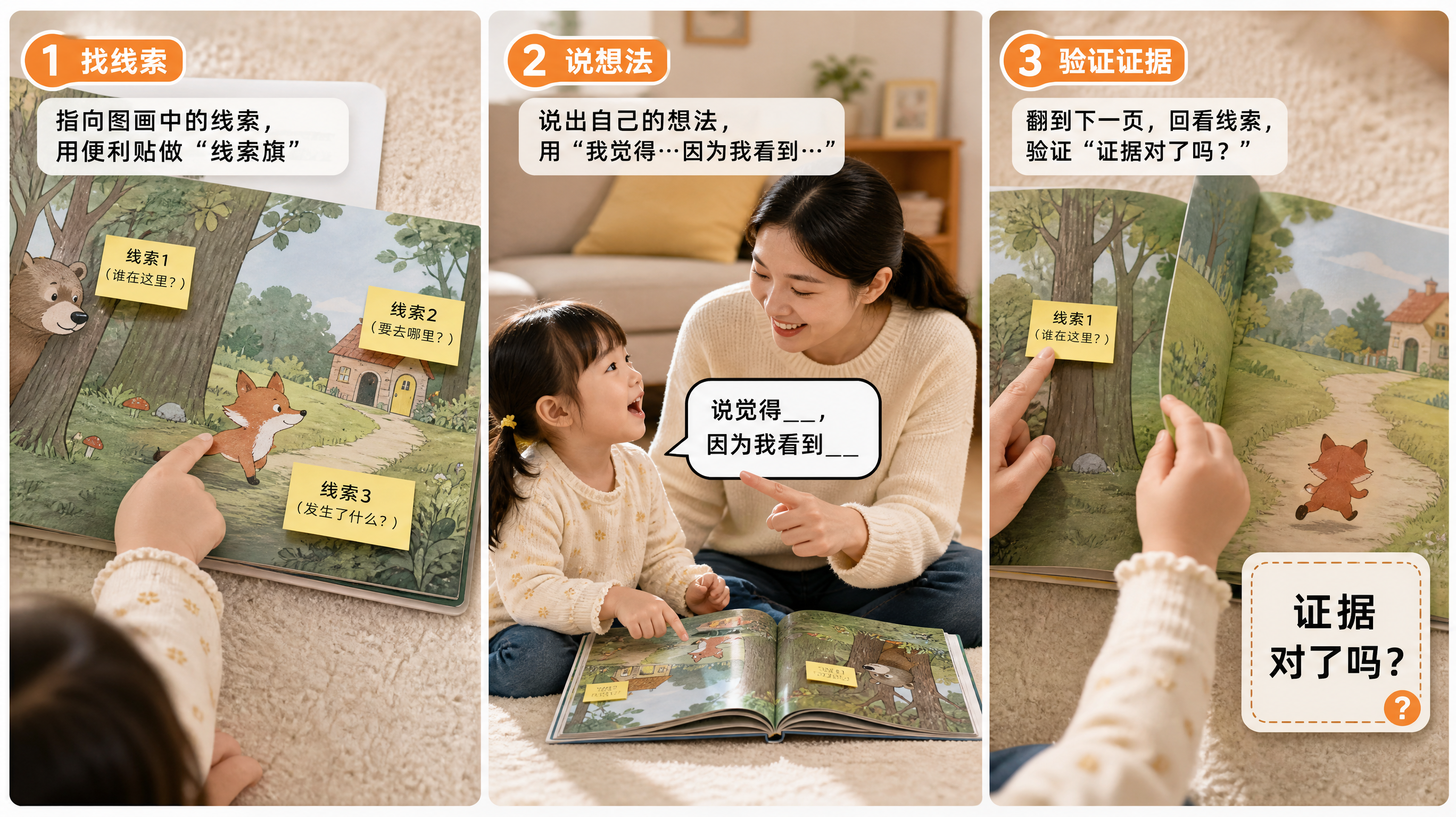 孩子只看绘本图？用30秒“证据链”让他读出理解