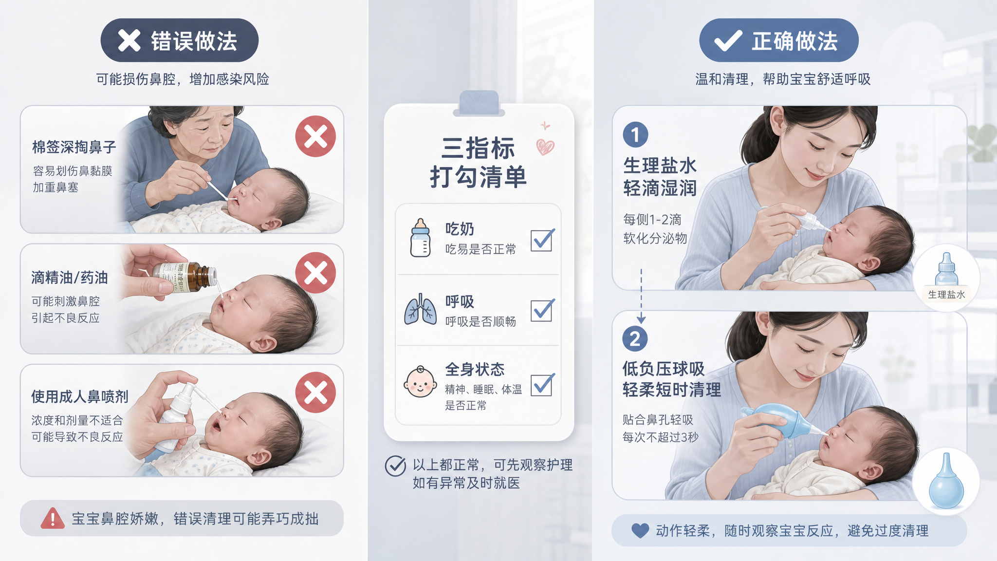 新生儿鼻子呼呼响别慌：三指标判断是否就医
