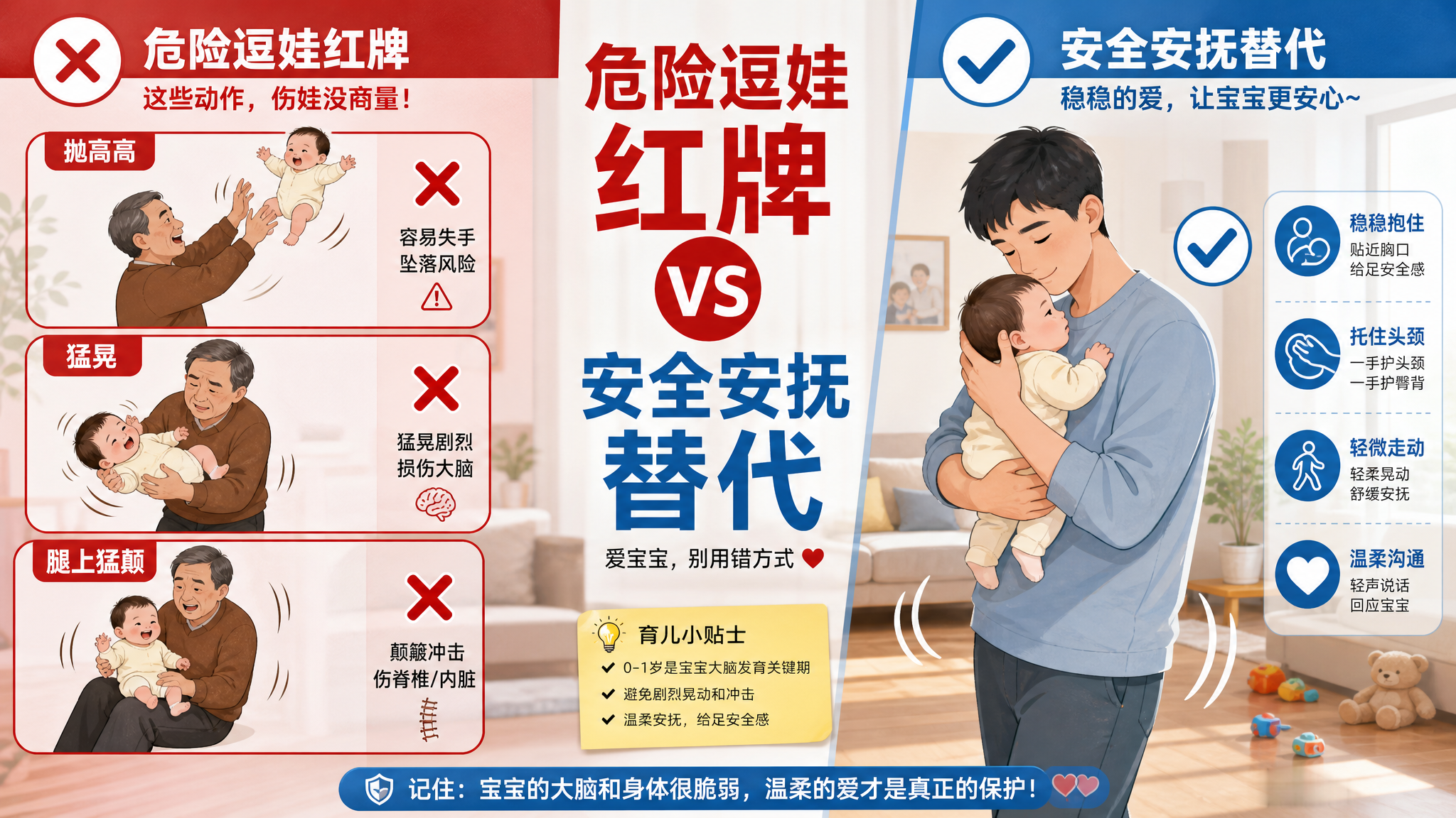 亲戚抛高高别硬撑：婴儿摇晃伤害怎么防