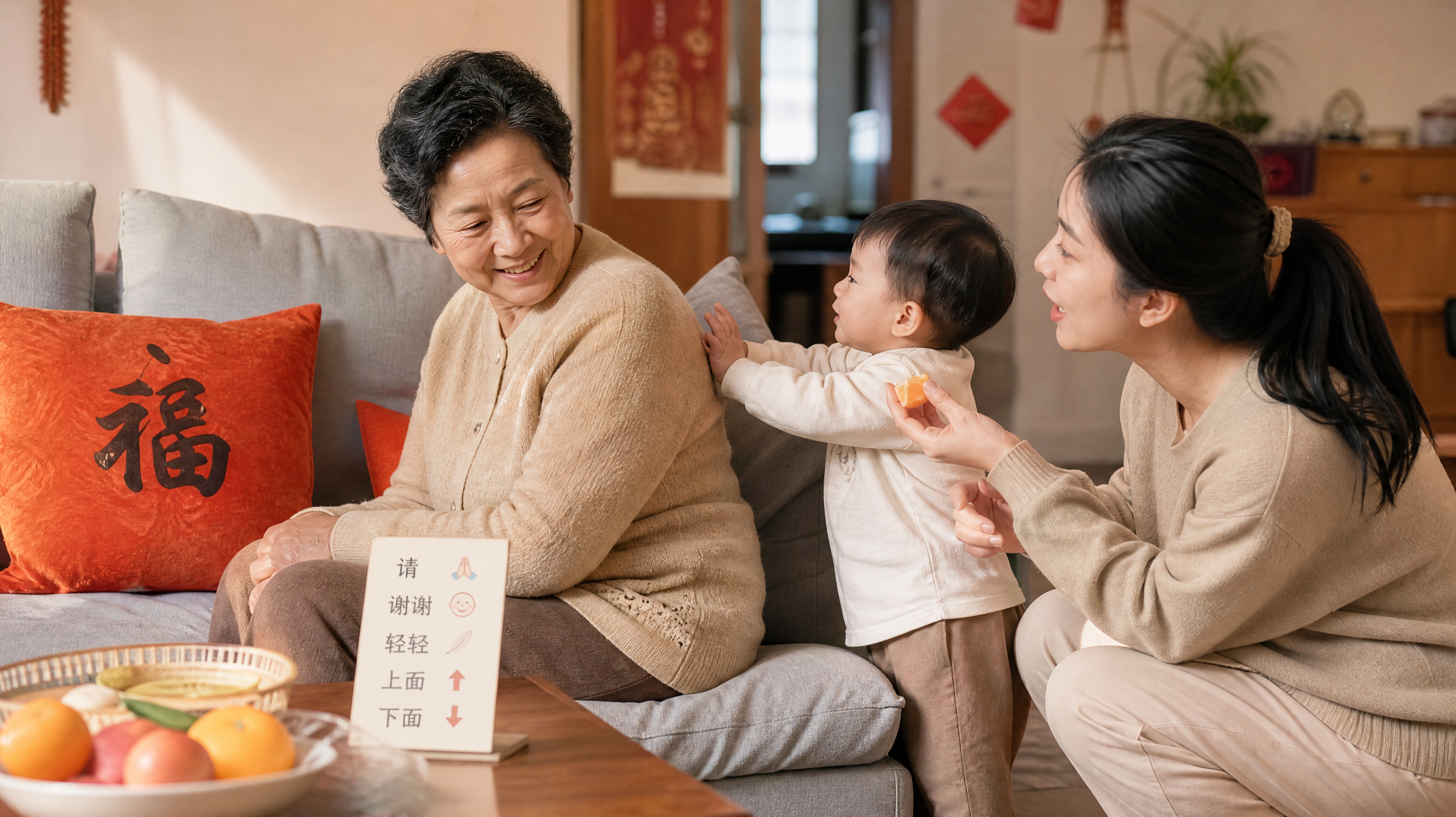 别逼孩子喊人了：重阳节用3个动作带出礼貌短句