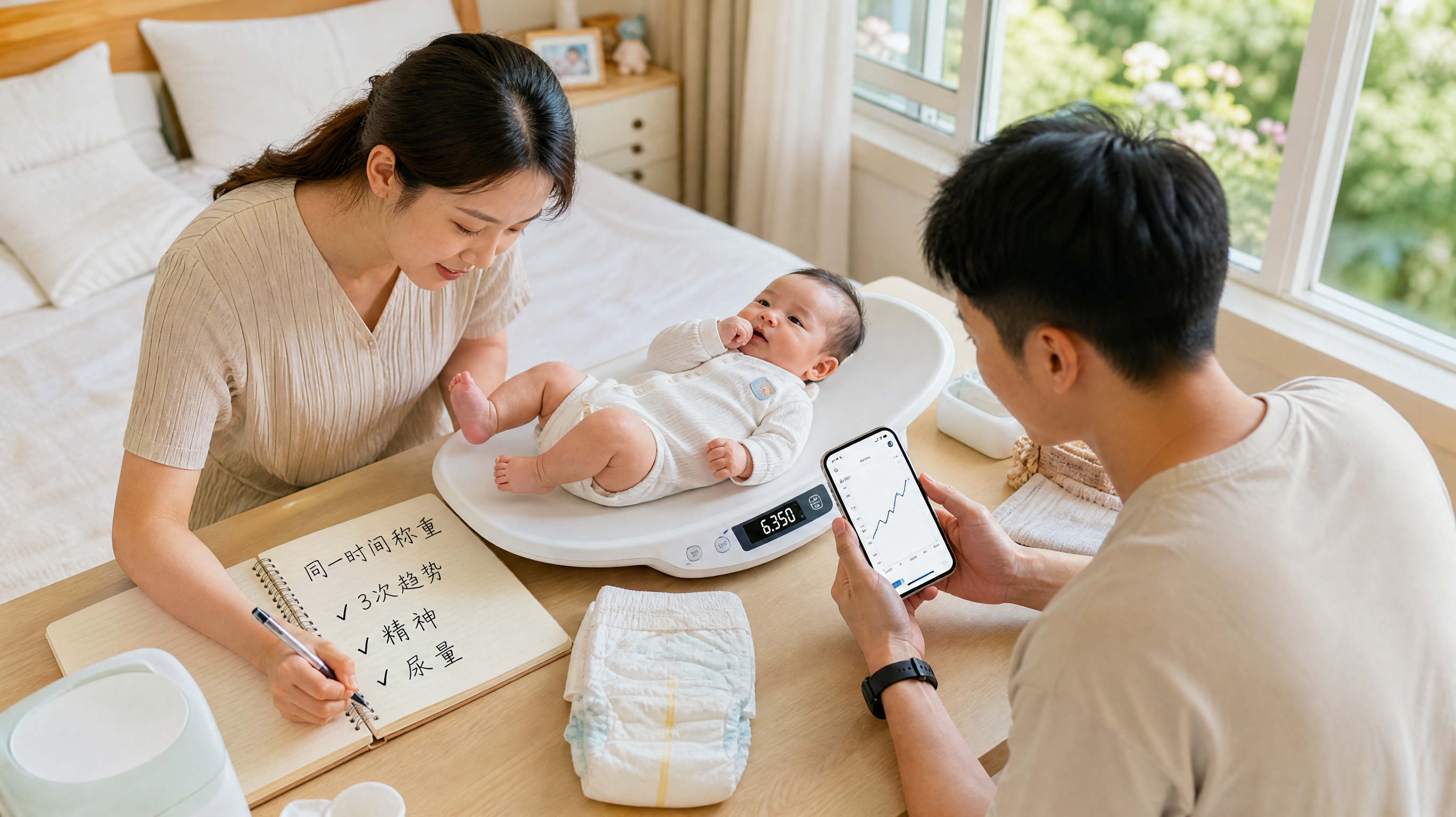 宝宝夏天体重掉了几十克，要加奶吗？先看3次趋势+精神尿量