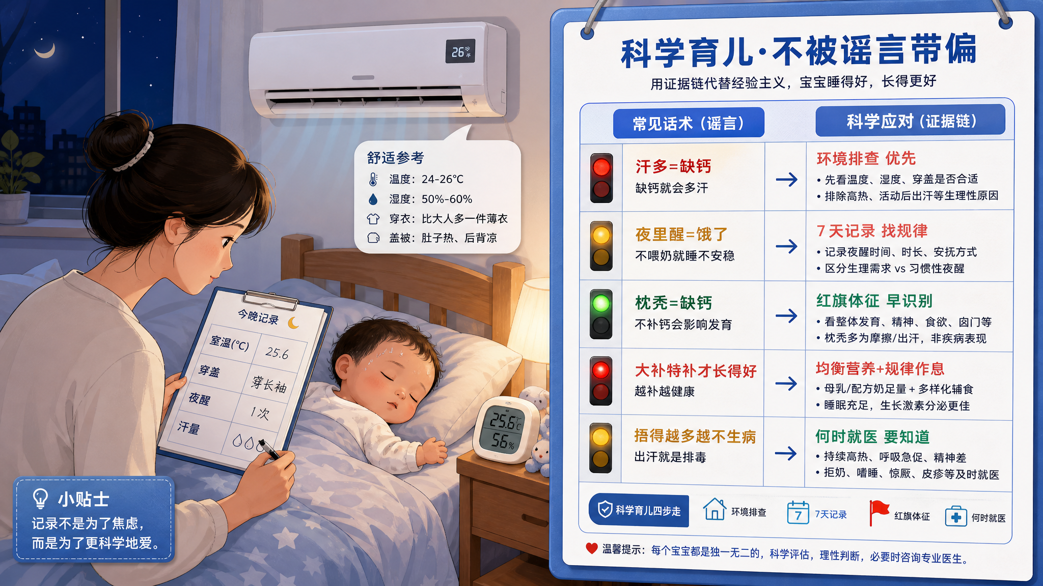 孩子睡觉汗湿枕头别急补钙：先看这3个信号