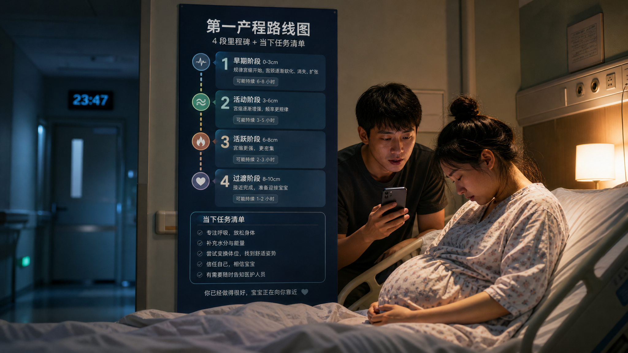 夜里待产别硬扛：4句问话把第一产程拆成任务