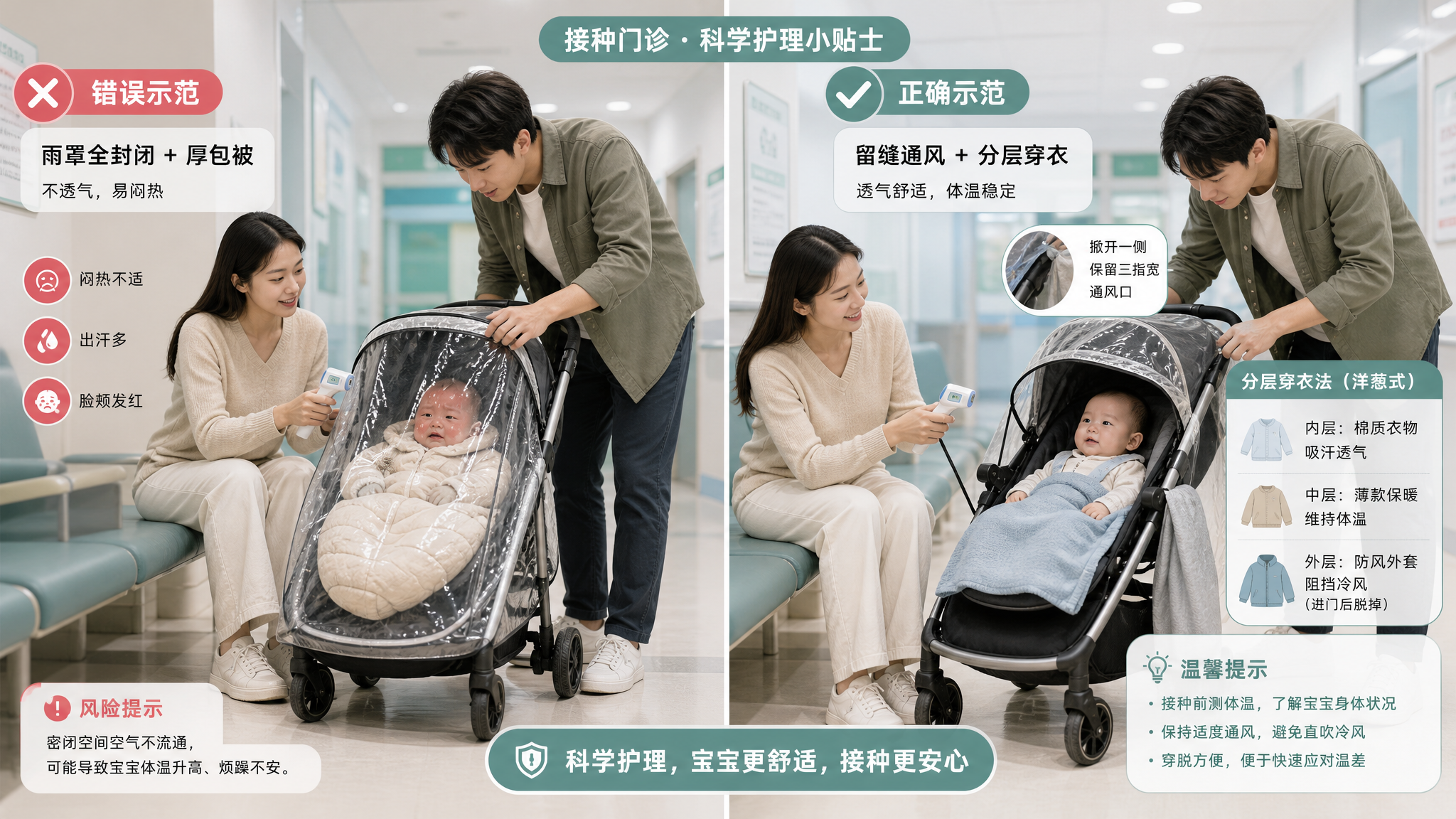 寒露后带娃打疫苗：推车雨罩别全封，3步防闷热脱水