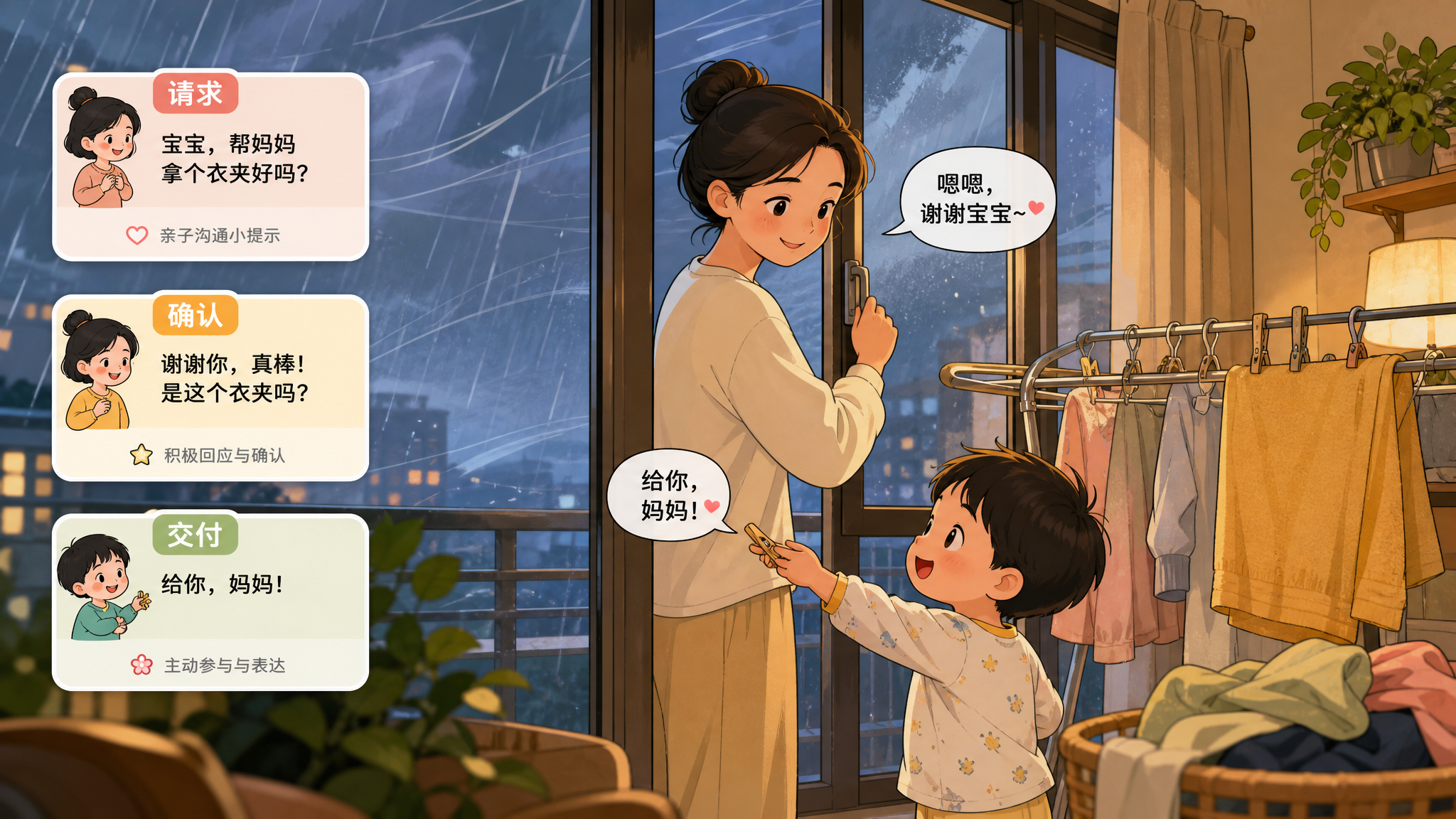 台风天收阳台别吼娃 3句脚本让他开口配合