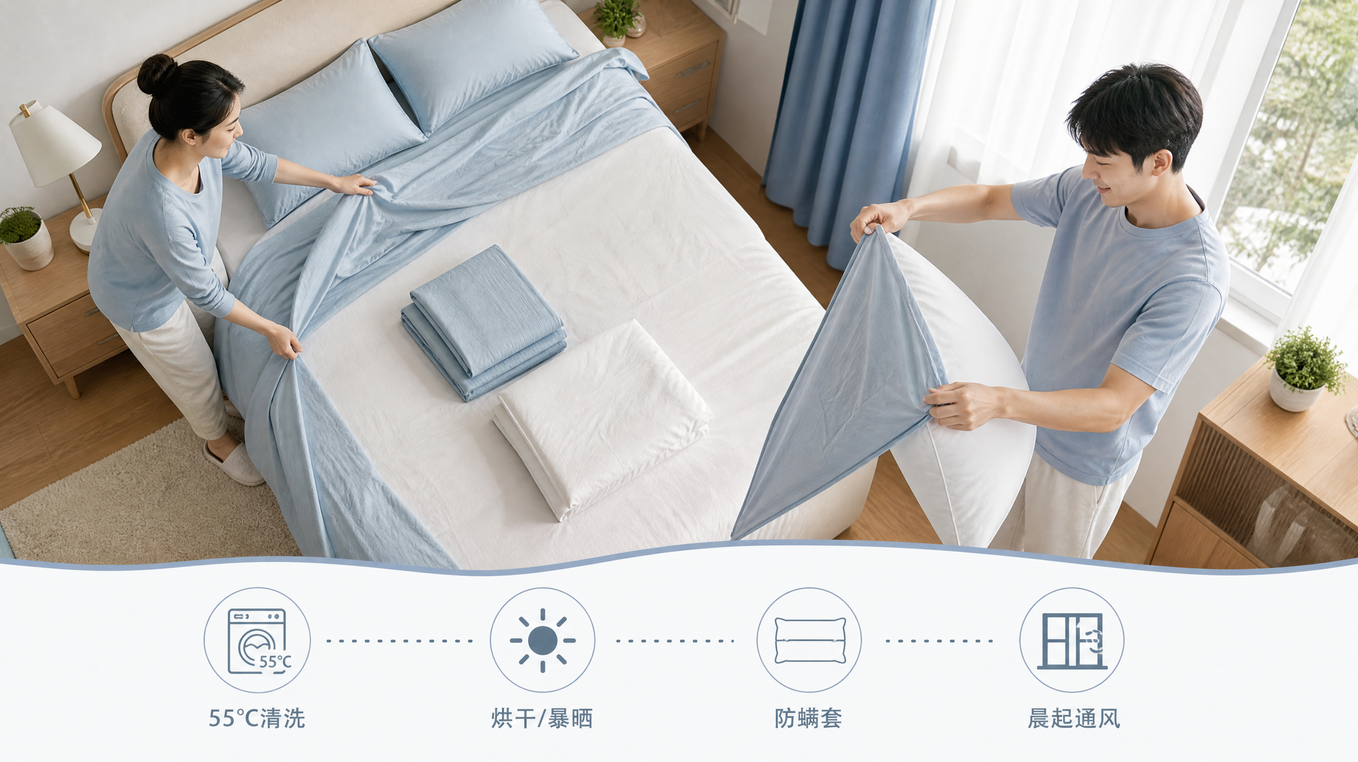 深秋换厚被就鼻塞？备孕床品清洁一套就够