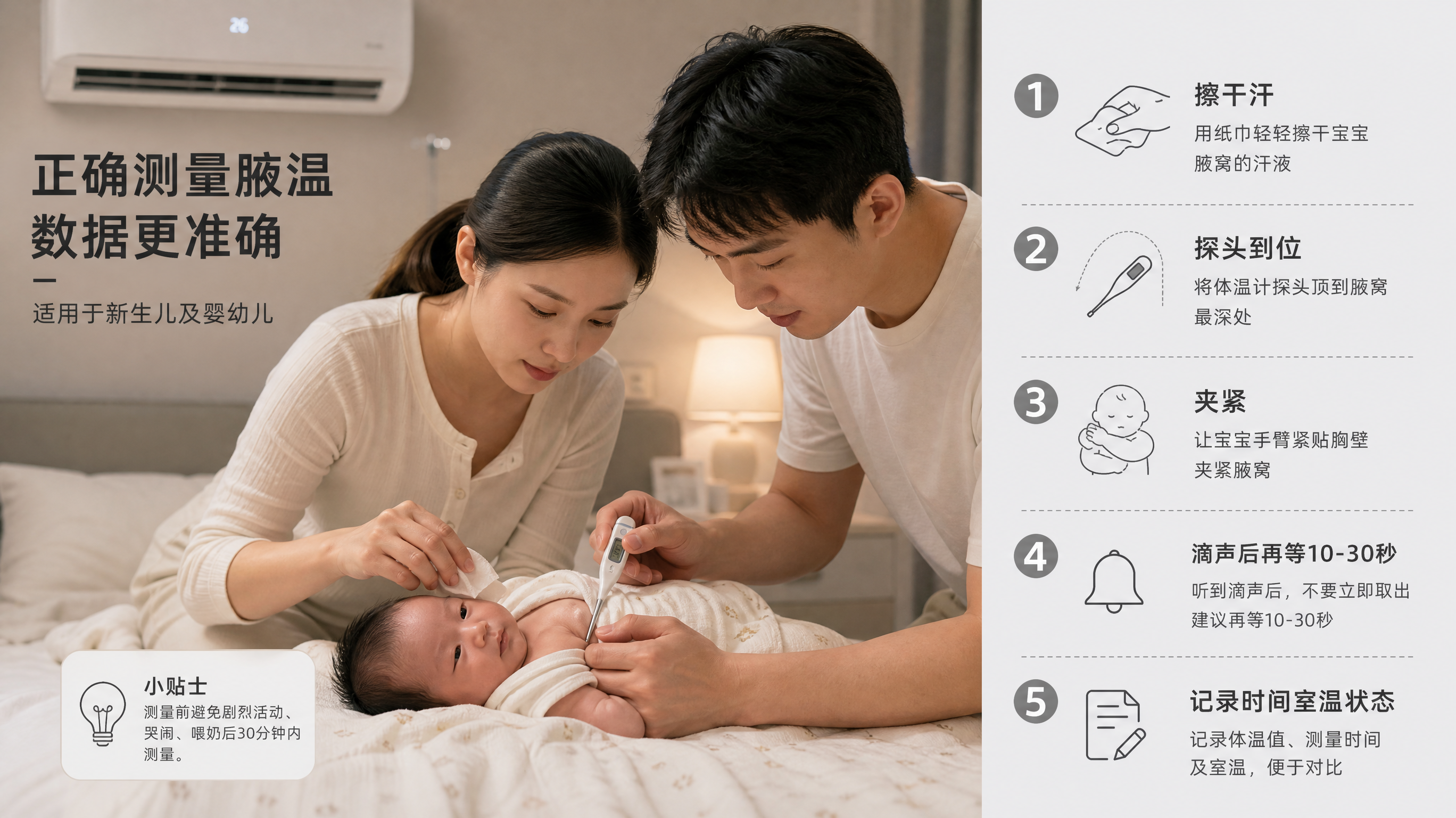 体表烫不等于发烧：腋温计这样夹才准