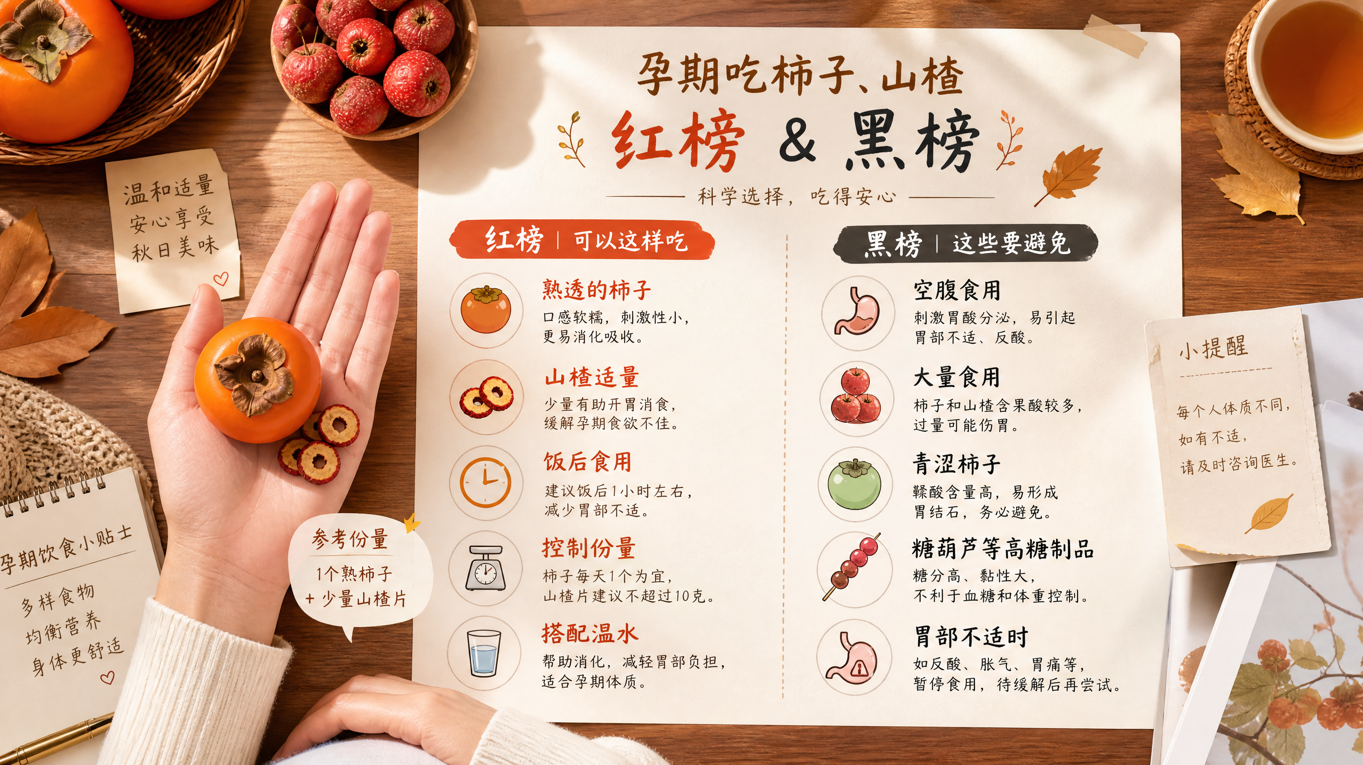 寒露前后柿子山楂能吃吗？孕期红黑榜一看就懂