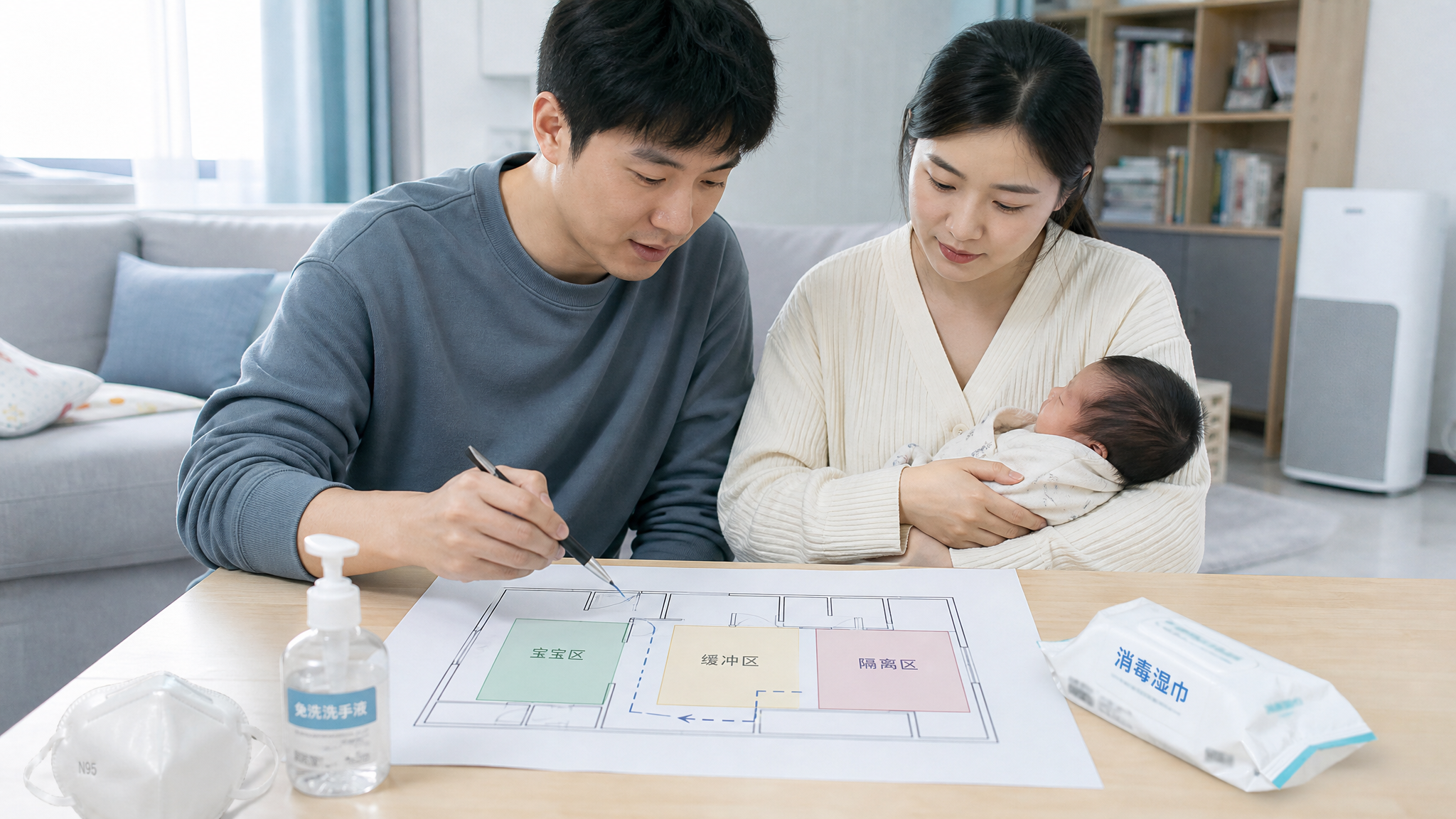 早产宝宝出院后，家里有人嗓子痒怎么分区才安全