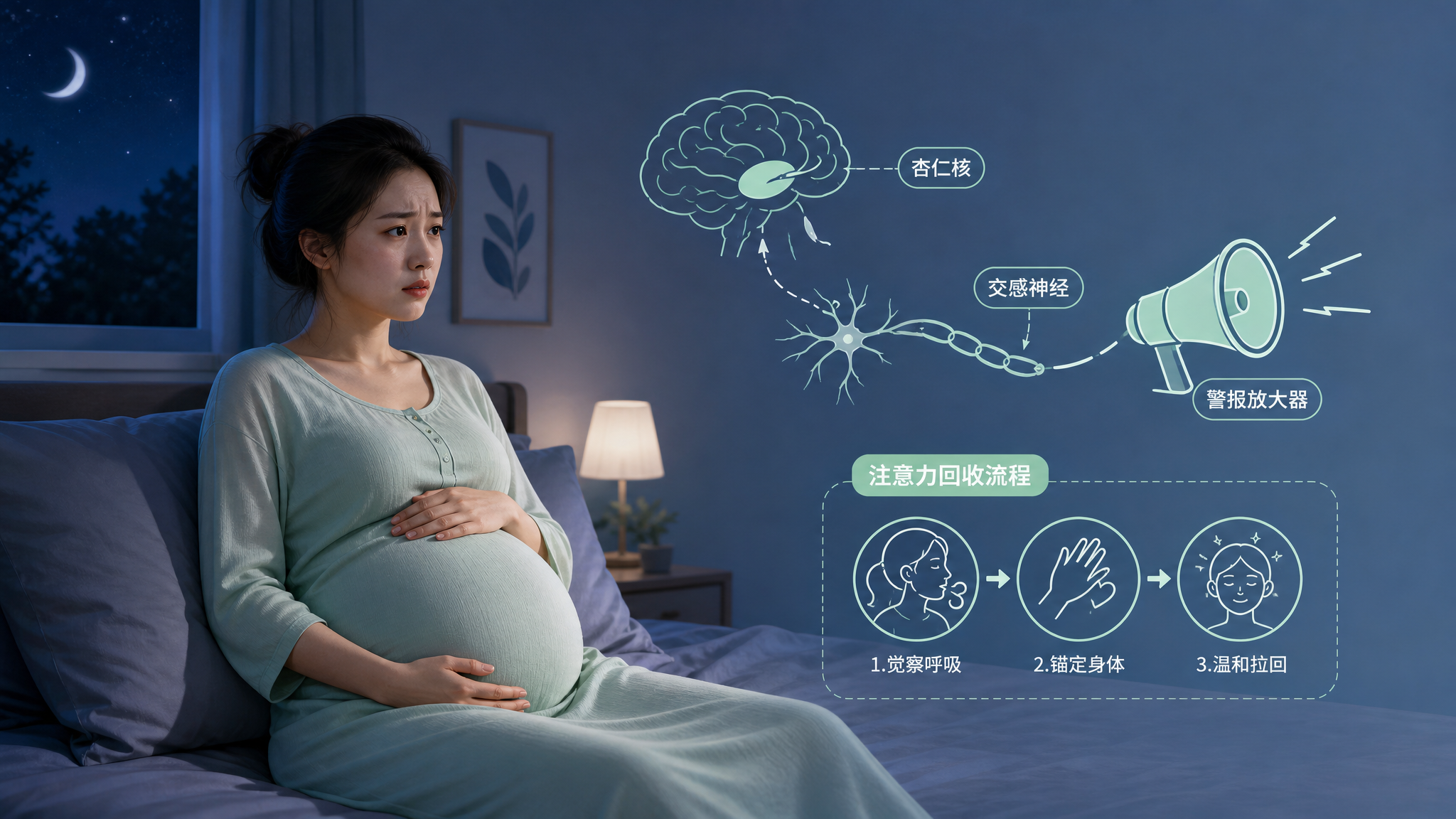 孕晚期半夜一热就慌：3步关掉深夜恐惧放大器