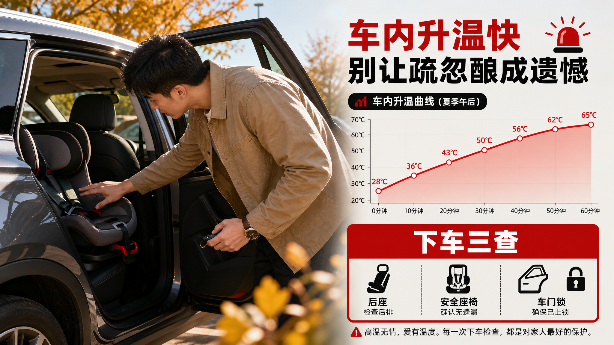 秋分后更要警惕：车内10分钟升温7℃，别把孩子留在车里