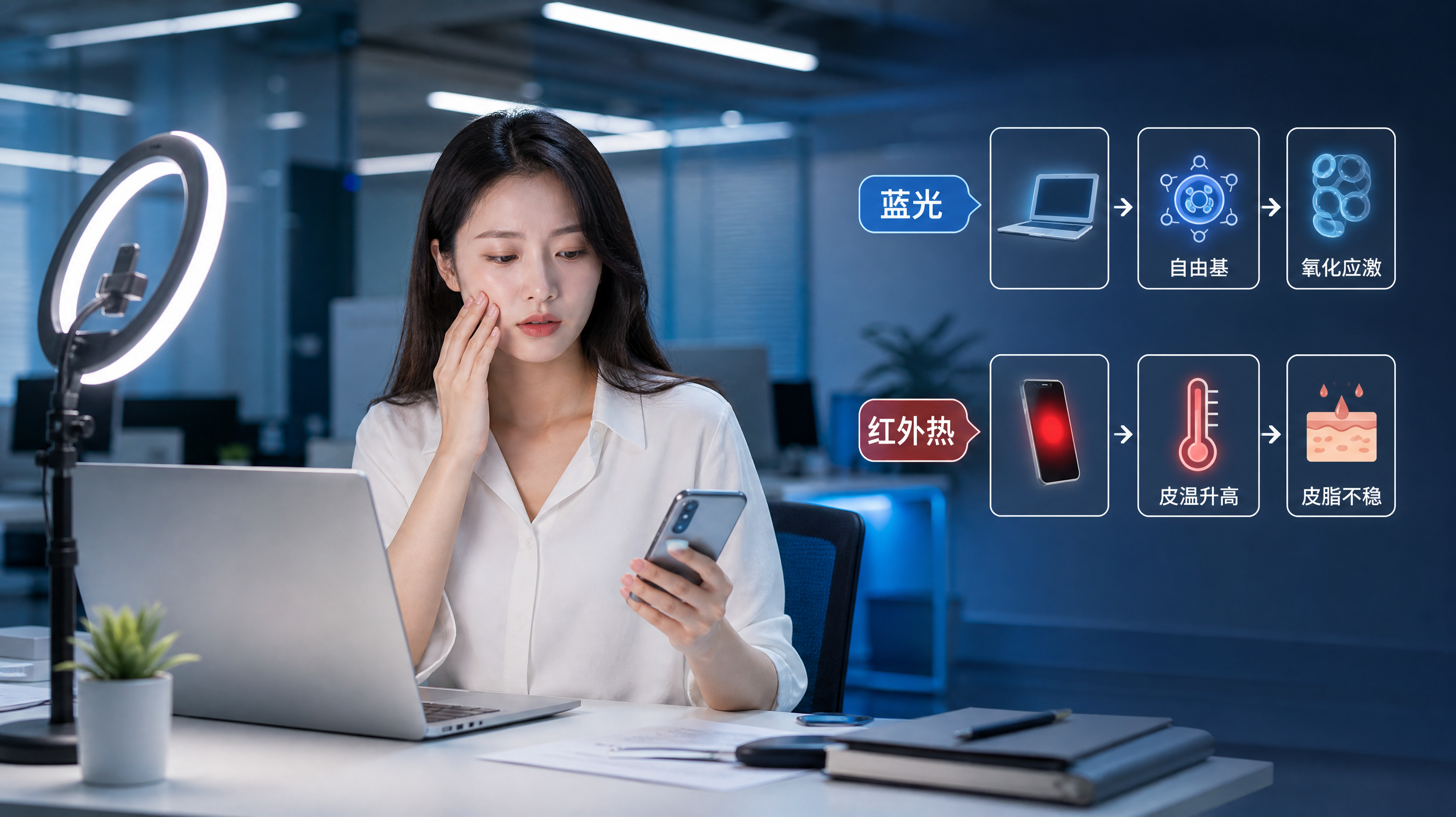 不晒黑也会显暗沉：蓝光氧化怎么修护？