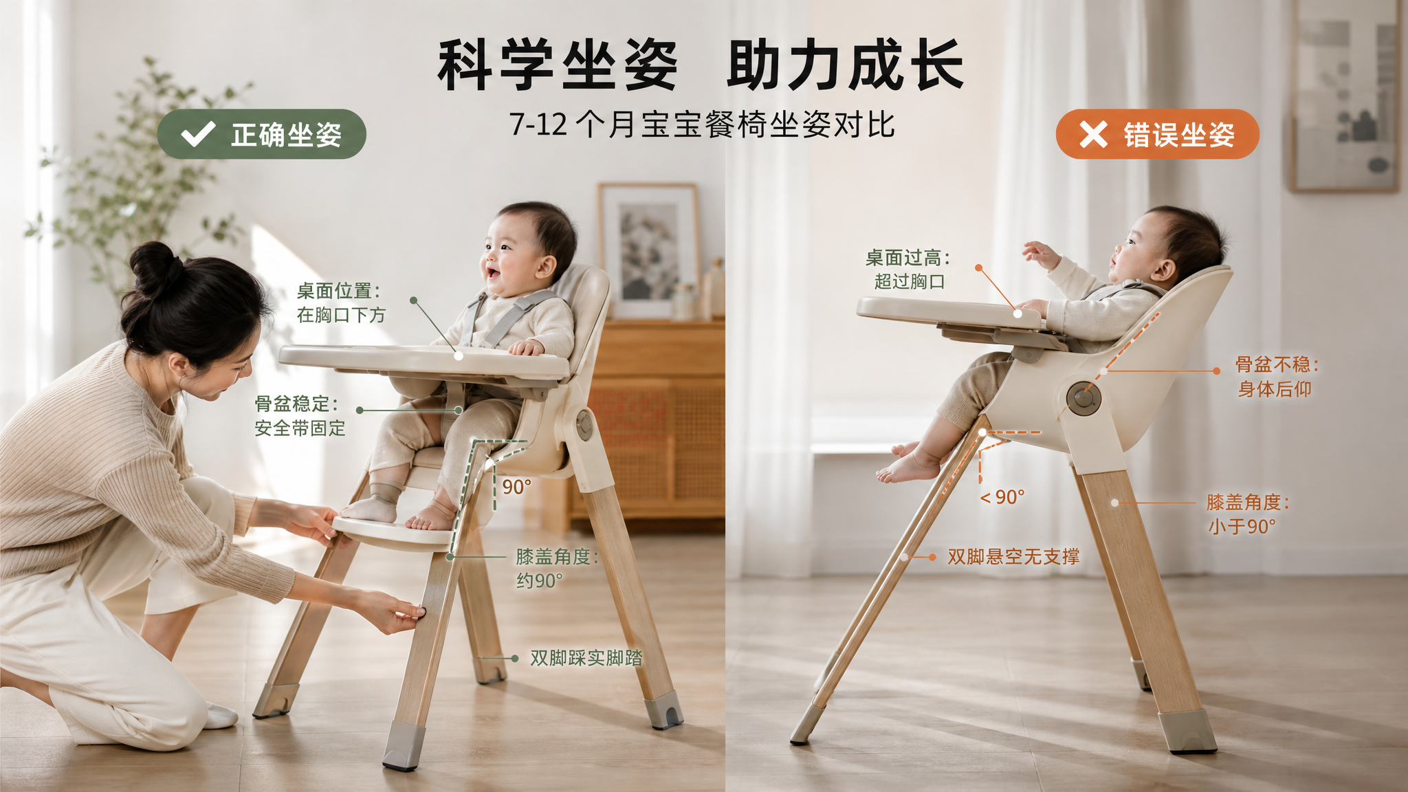 宝宝吃两口就后仰干呕？先检查餐椅坐姿这4处