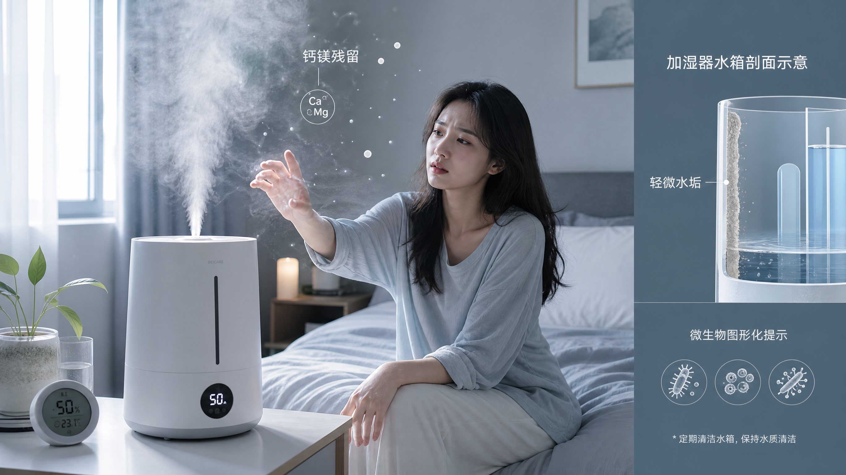 加湿器别再加自来水了：白雾可能是“白粉”在落脸
